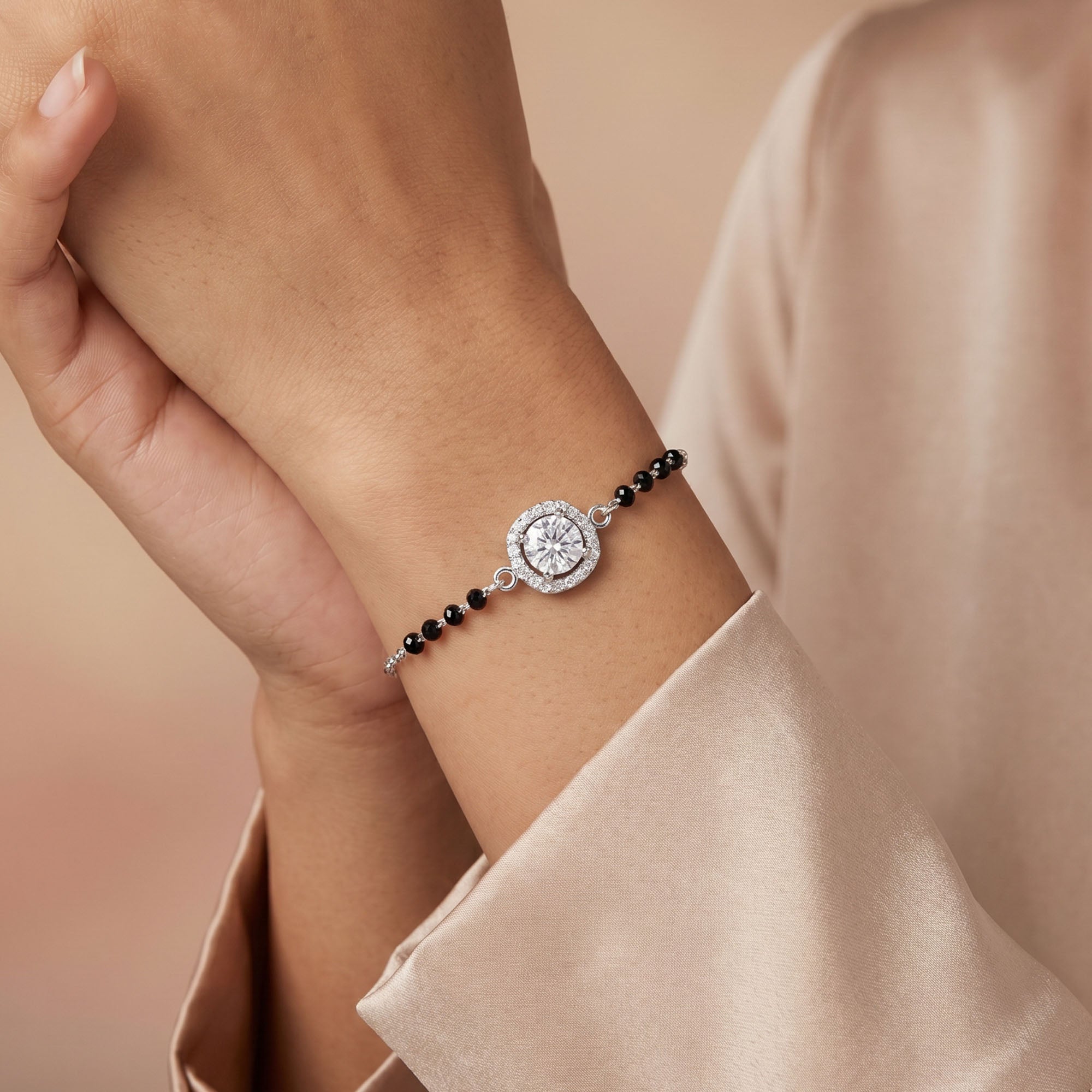 Solitaire Halo CZ Silver Bracelet