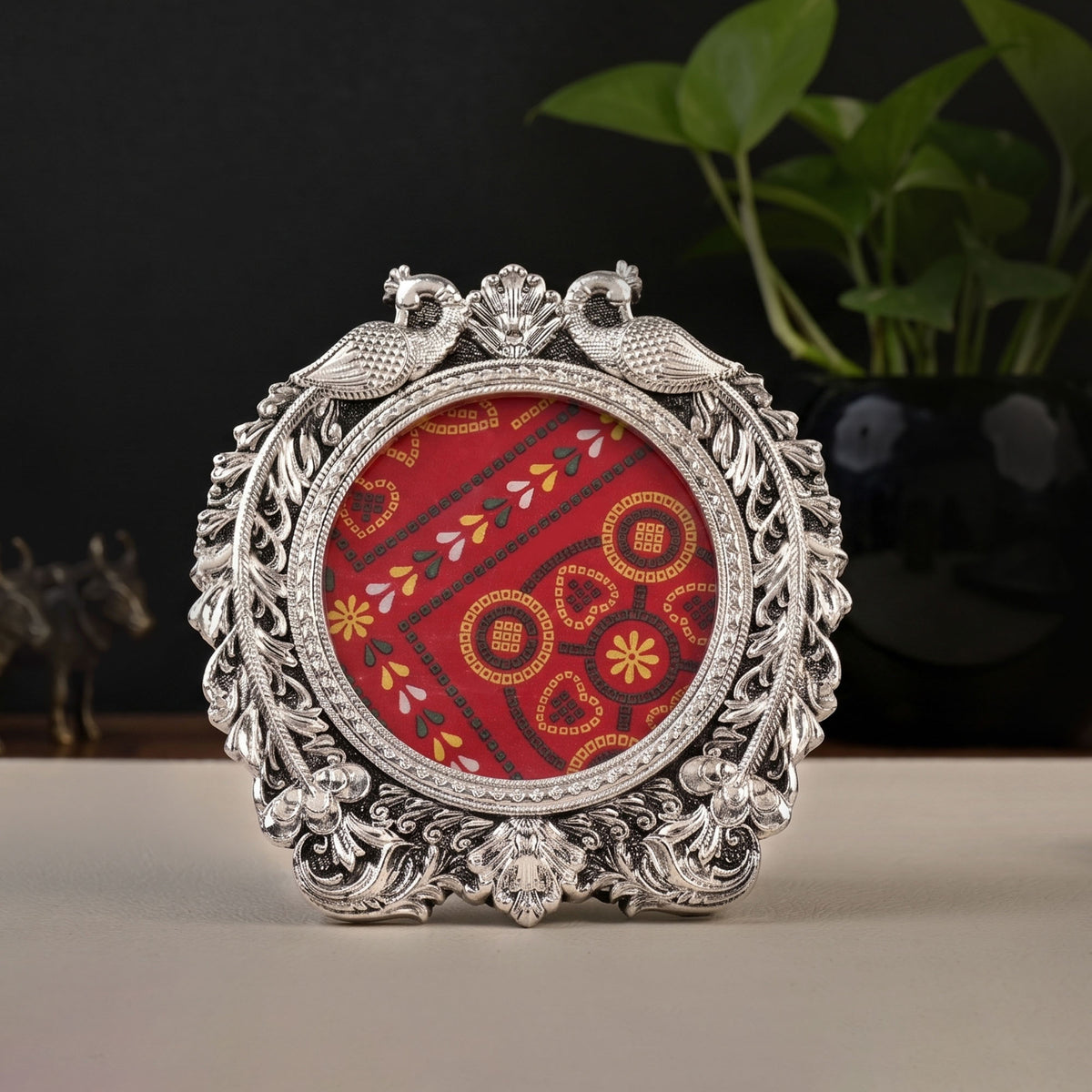 999 Silver Plated Peacock Couple Frame