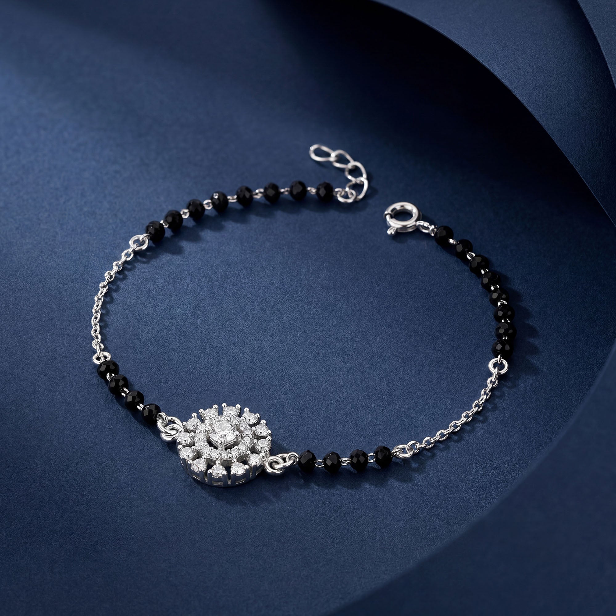 Sunburst Mandala CZ 925 Silver Bracelet