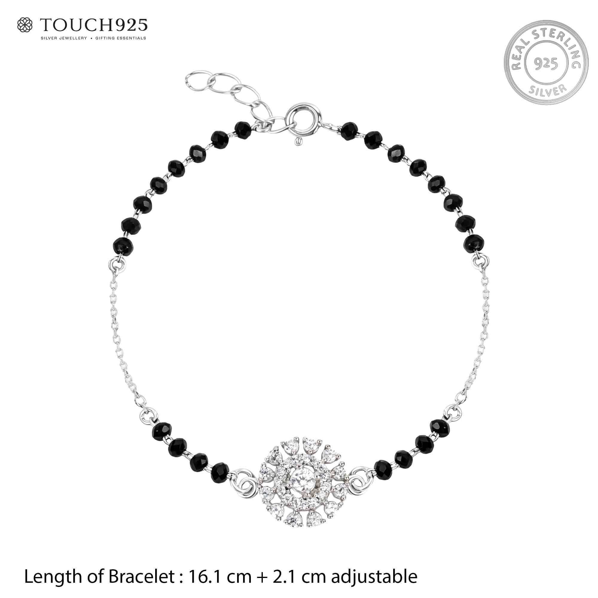 Sunburst Mandala CZ 925 Silver Bracelet