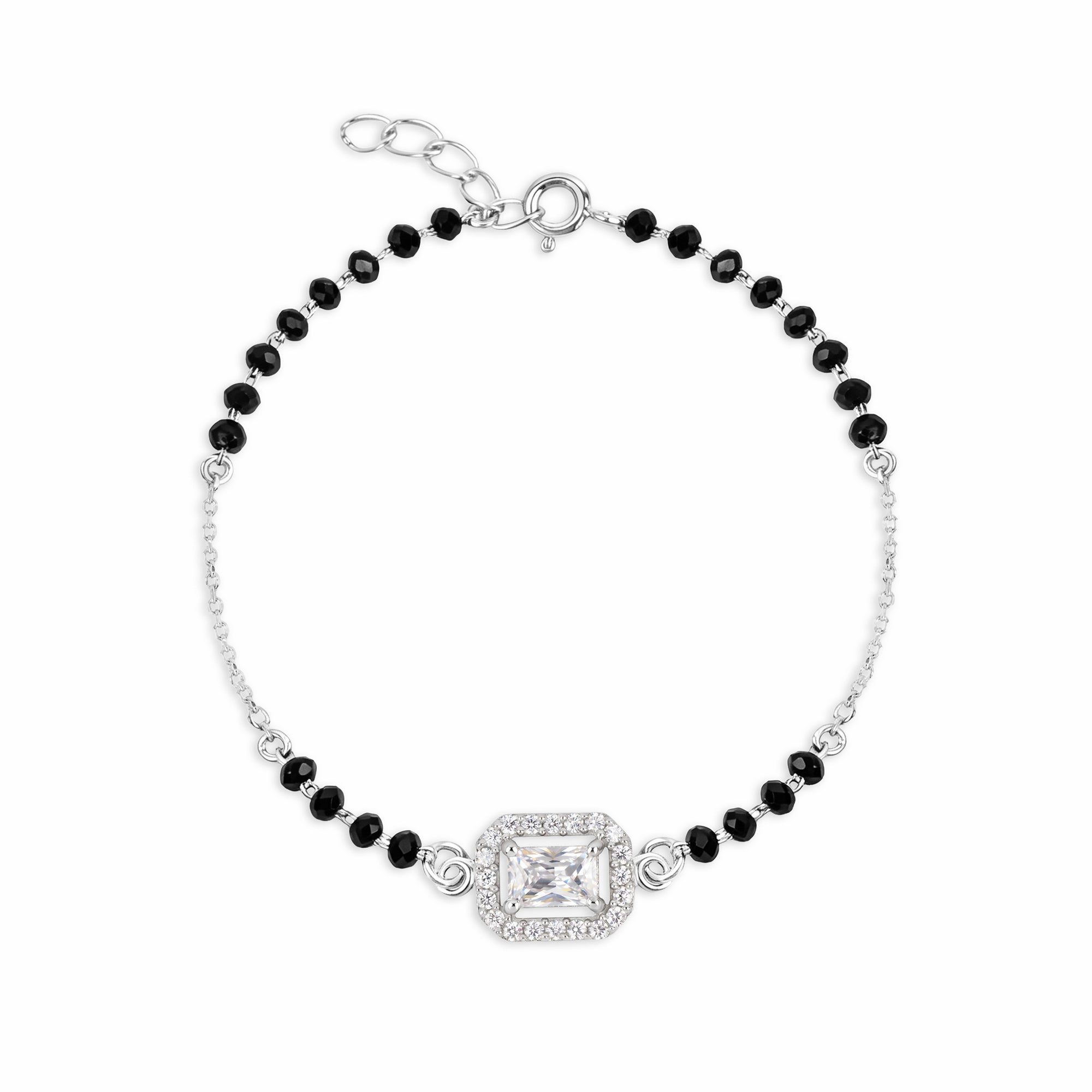 Emerald-Cut Halo CZ Silver Bracelet