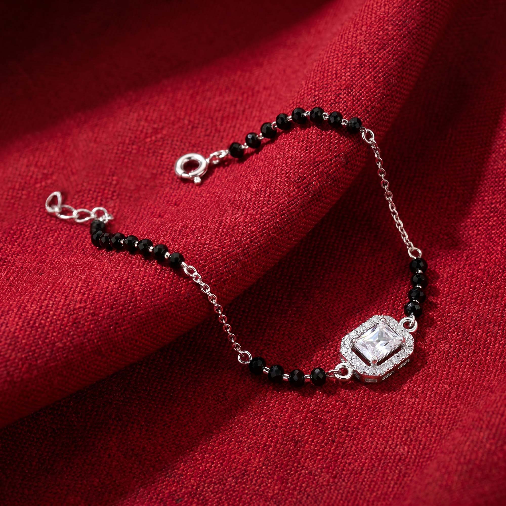 Emerald-Cut Halo CZ Silver Bracelet