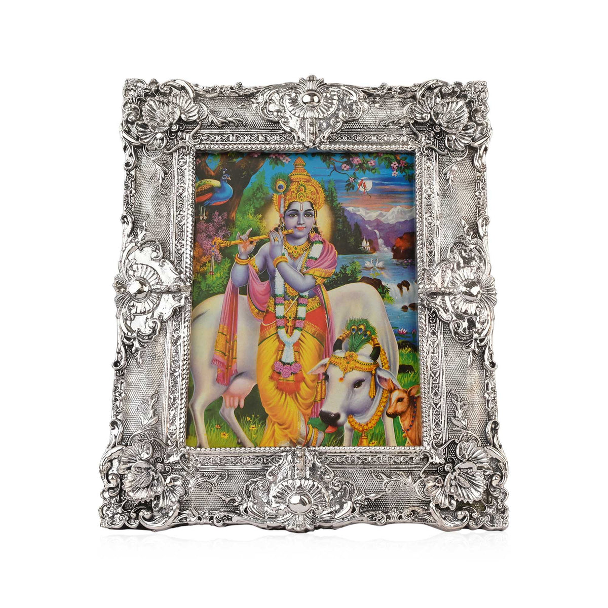 999 Silver Plated Lord Krishna Frame