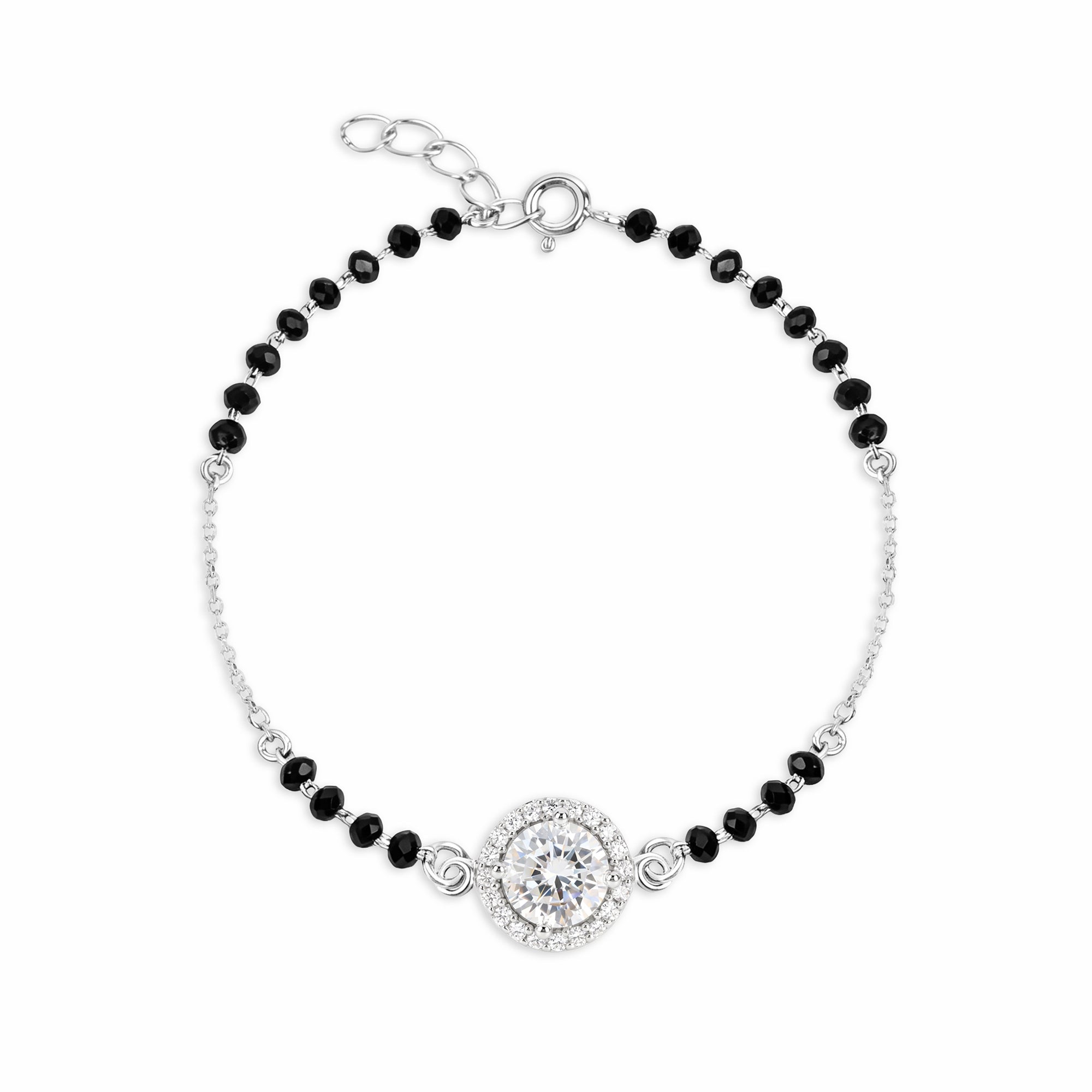 Solitaire Halo CZ Silver Bracelet