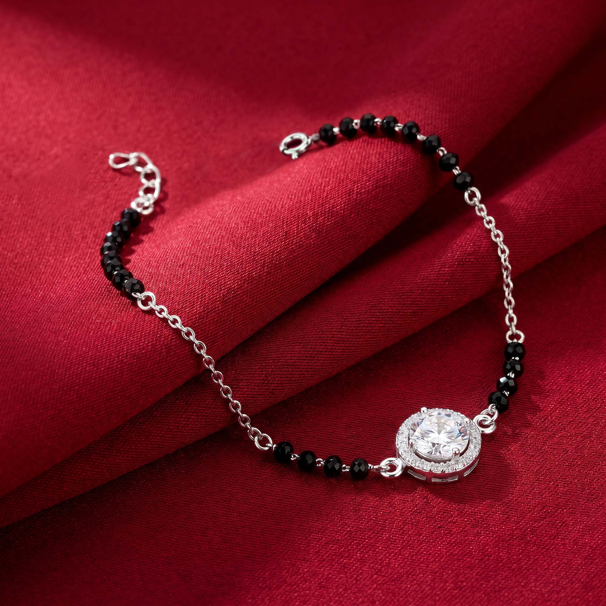 Solitaire Halo CZ Silver Bracelet