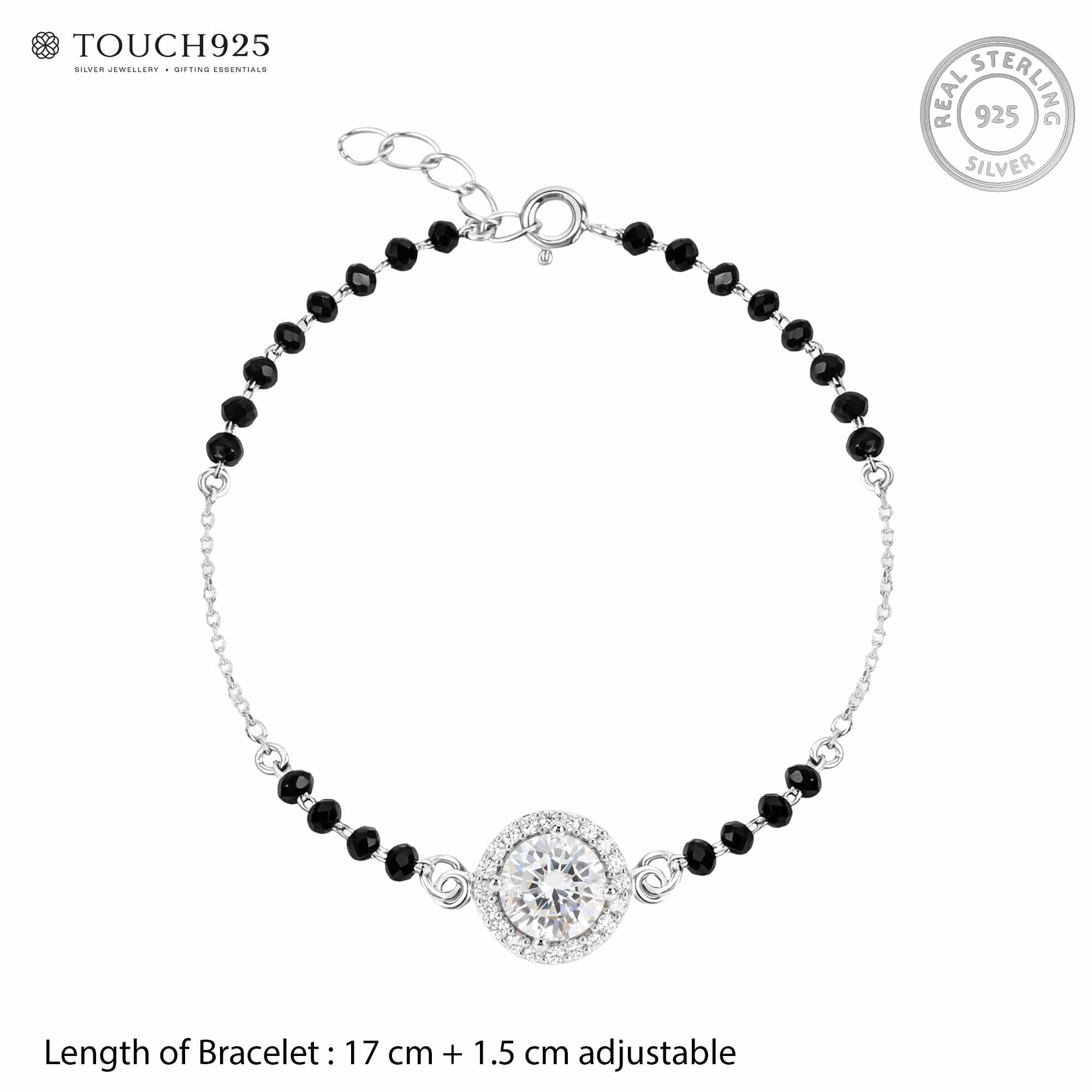 Solitaire Halo CZ Silver Bracelet