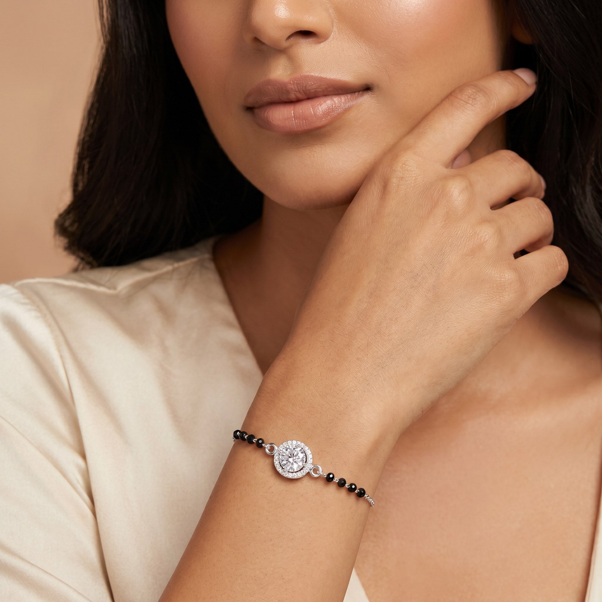 Solitaire Halo CZ Silver Bracelet