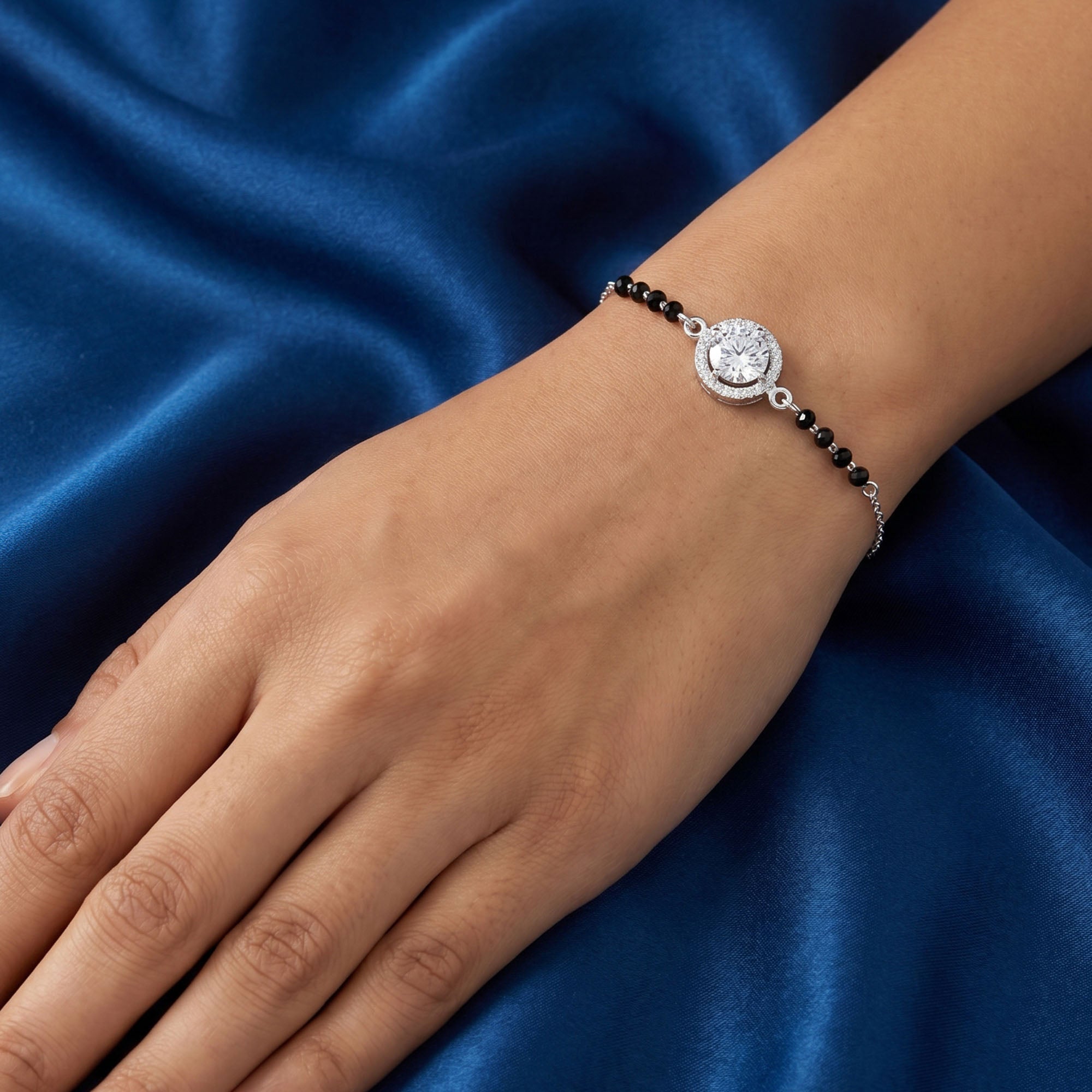 Solitaire Halo CZ Silver Bracelet