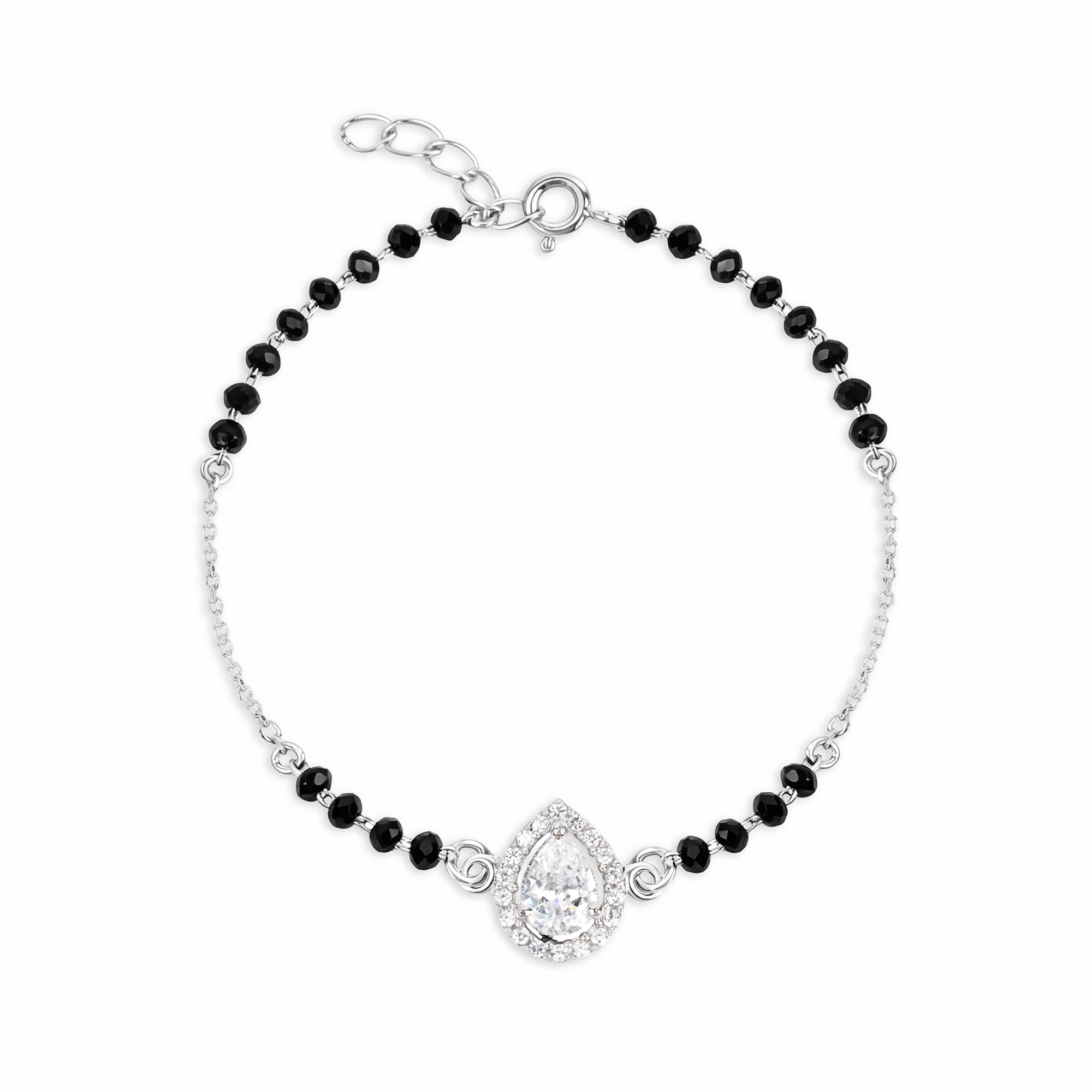 Pear-Cut Halo CZ Silver Bracelet