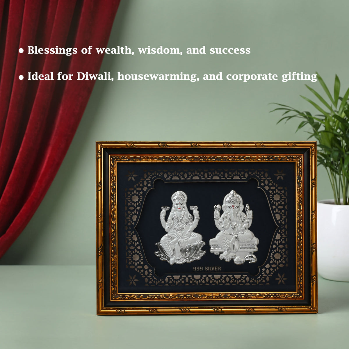 999 Silver Lakshmi Ganesha Frame