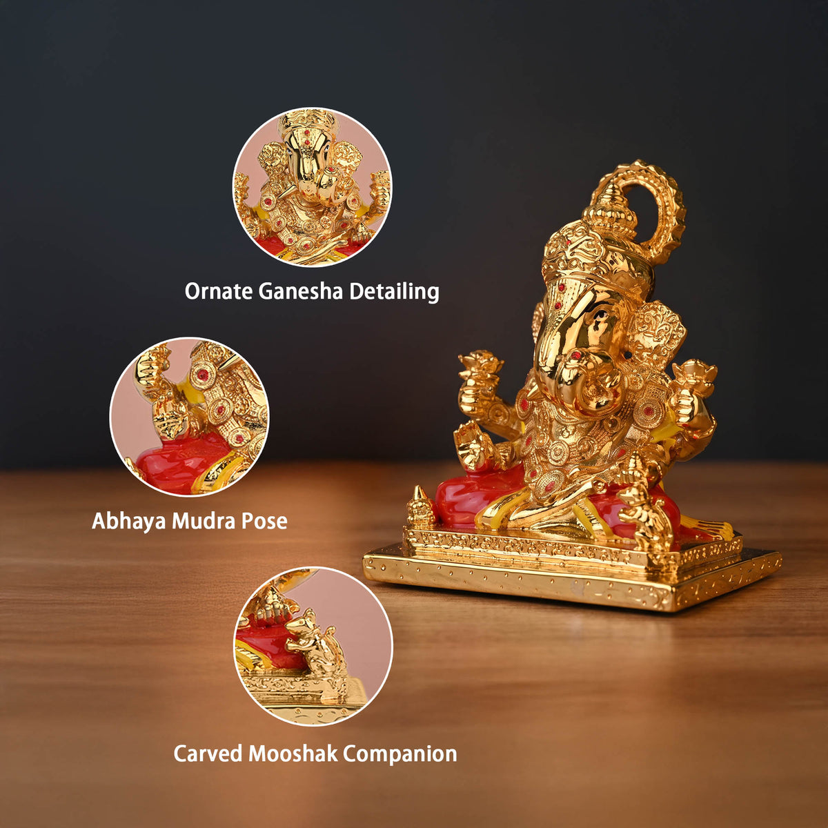 24K Gold Foil Lord Ganesha Idol