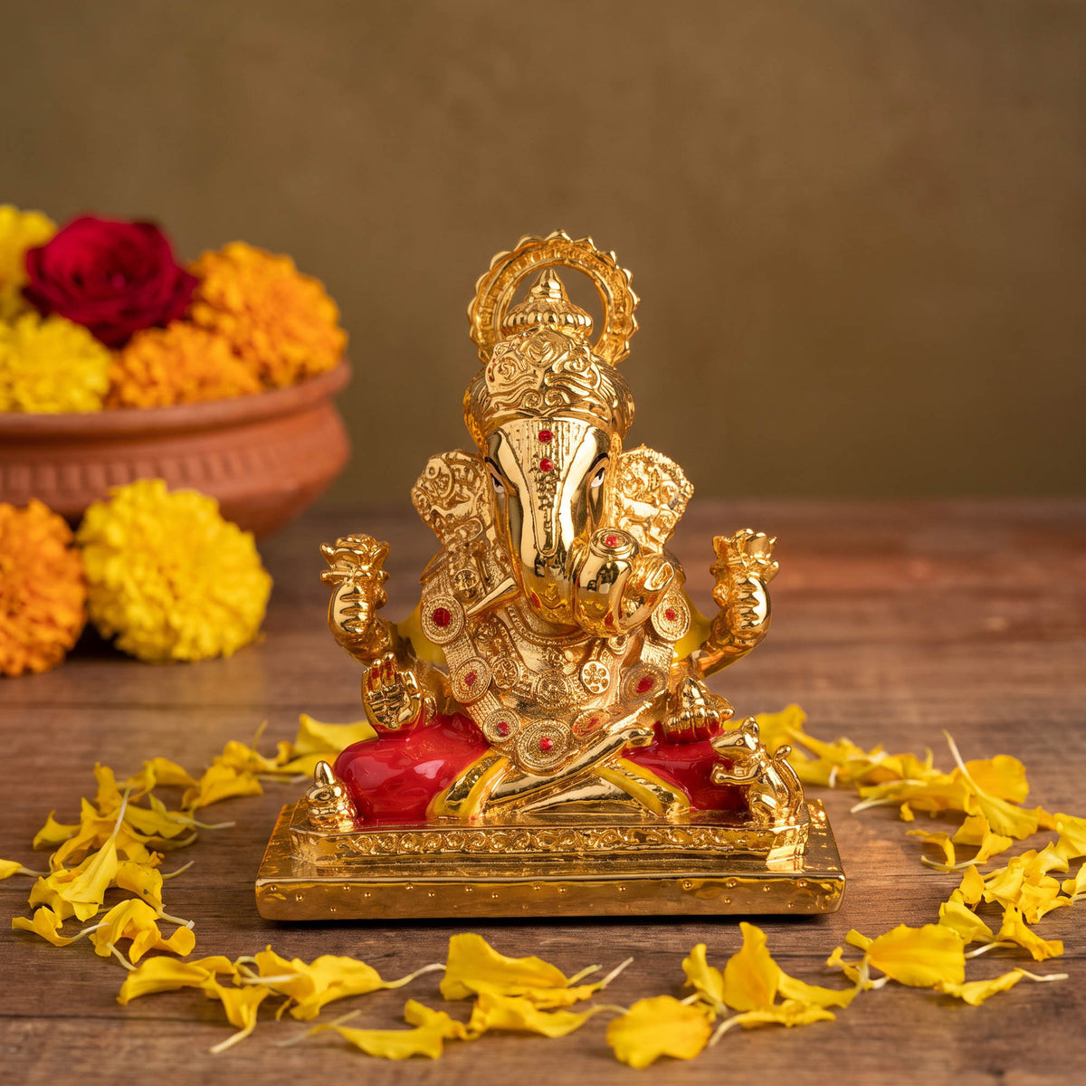 24K Gold Foil Lord Ganesha Idol