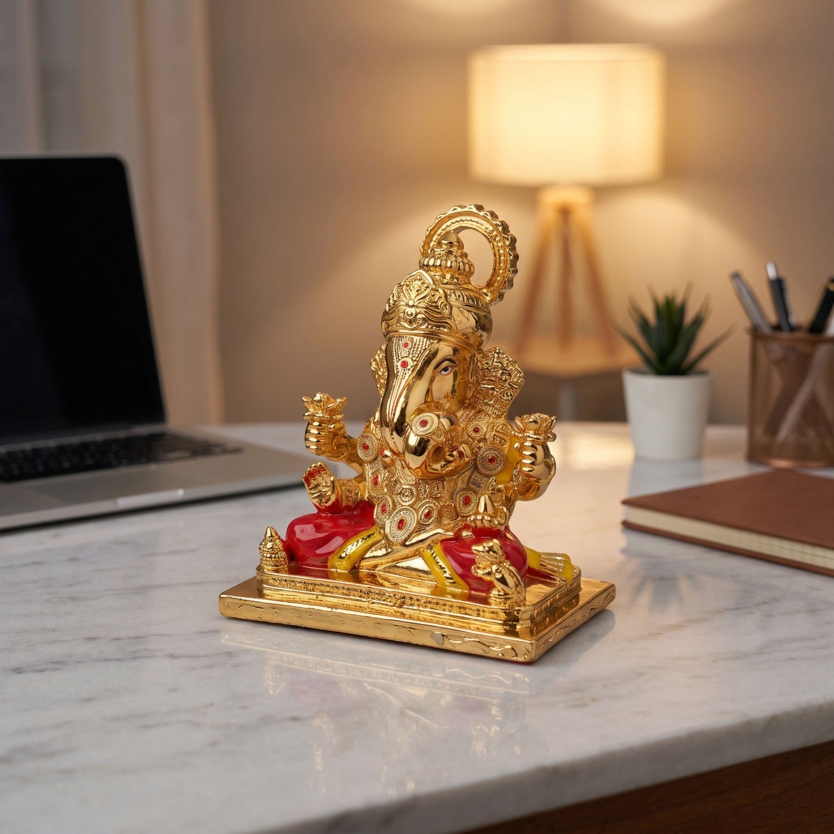 24K Gold Foil Lord Ganesha Idol