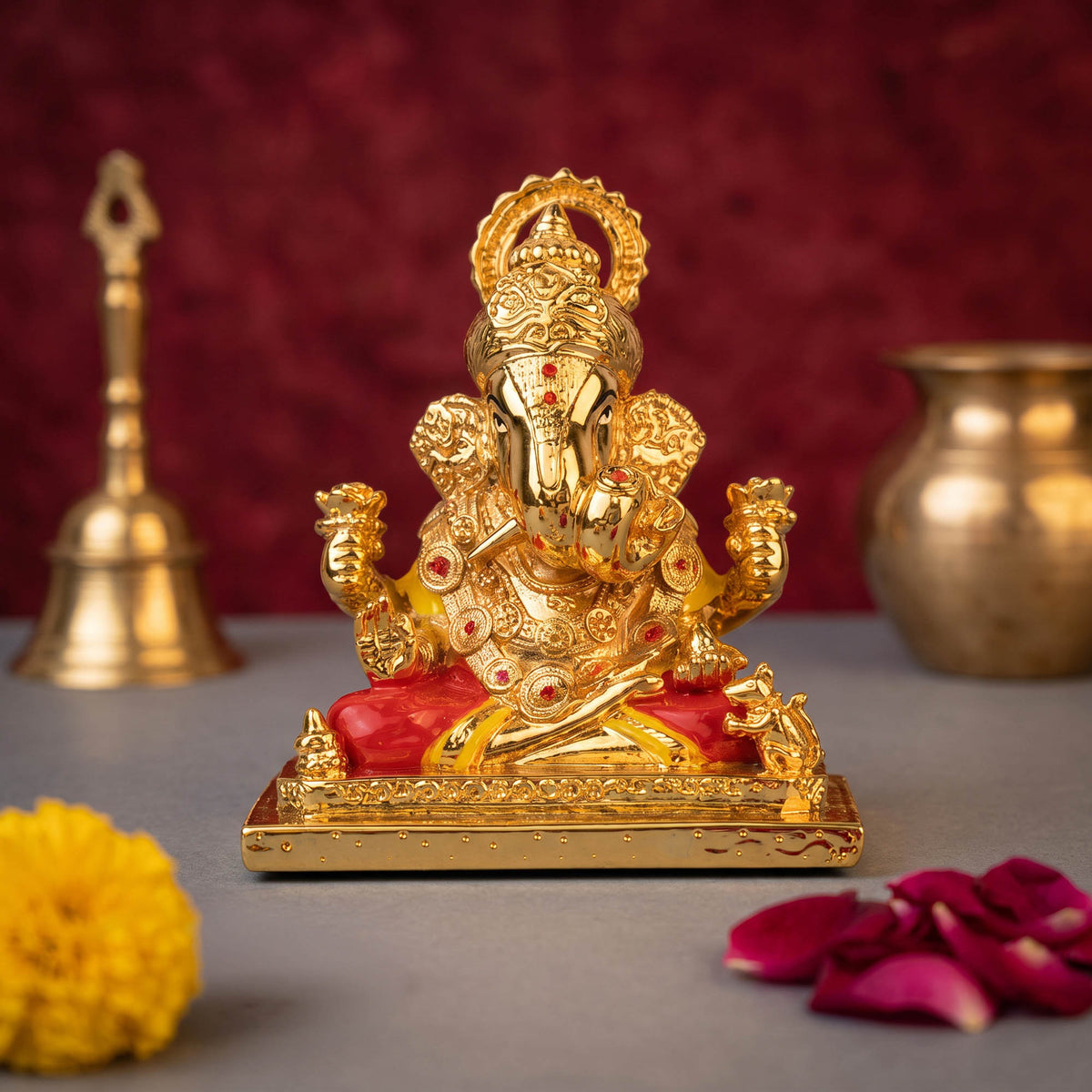 24K Gold Foil Lord Ganesha Idol