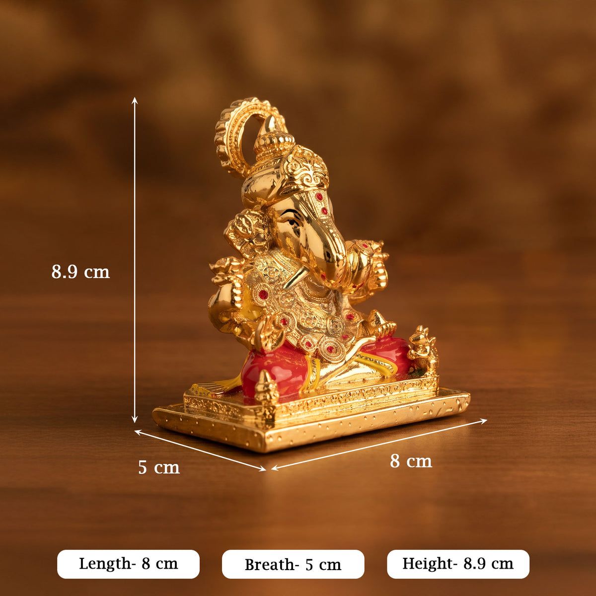 24K Gold Foil Lord Ganesha Idol
