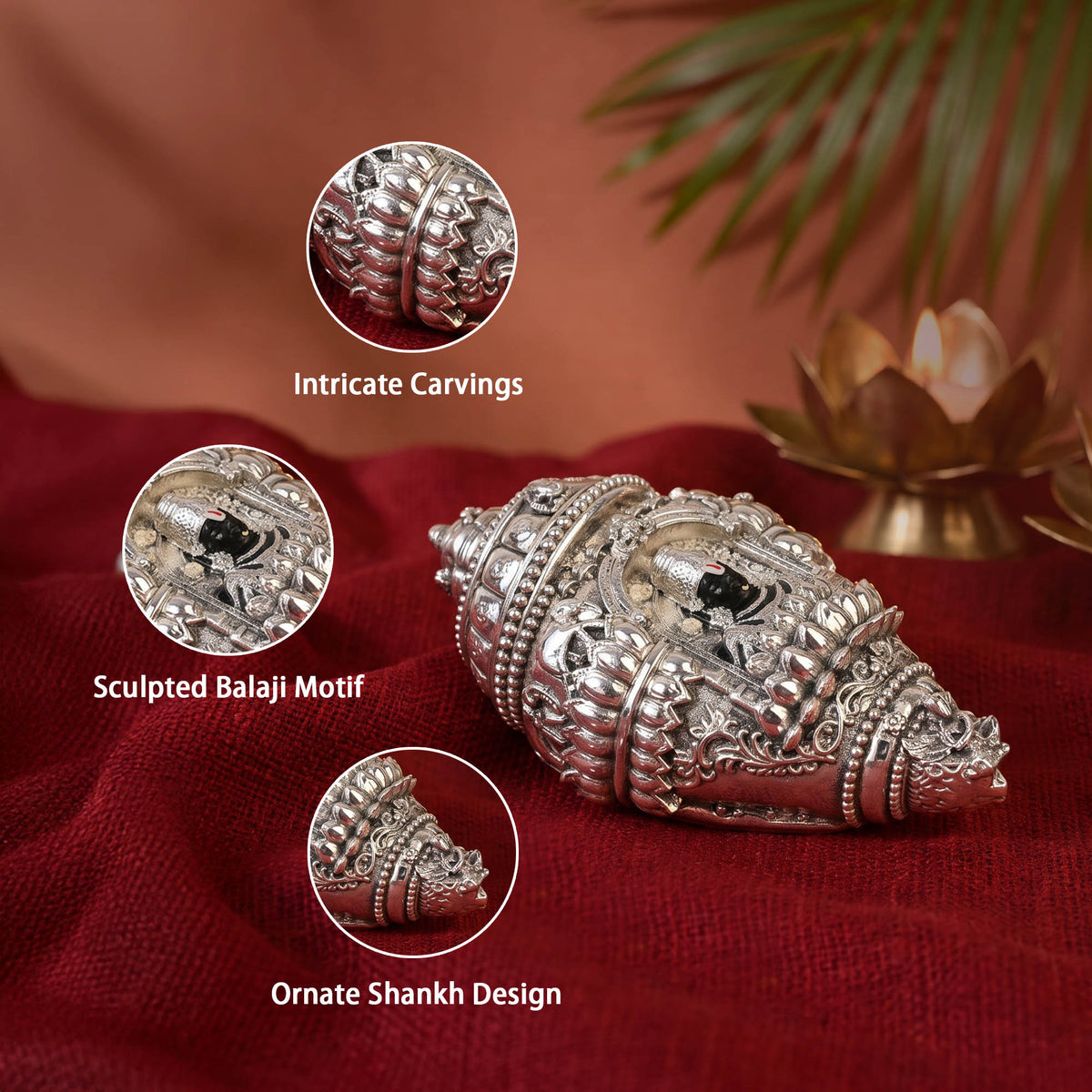 Silver Plated Balaji Shankh