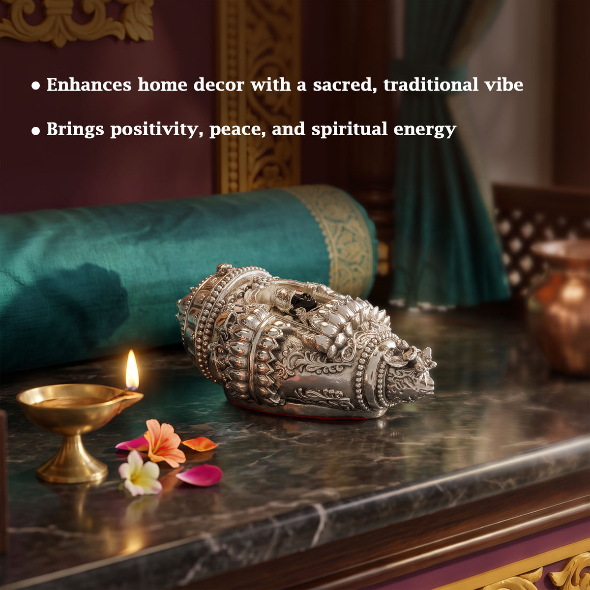 Silver Plated Balaji Shankh