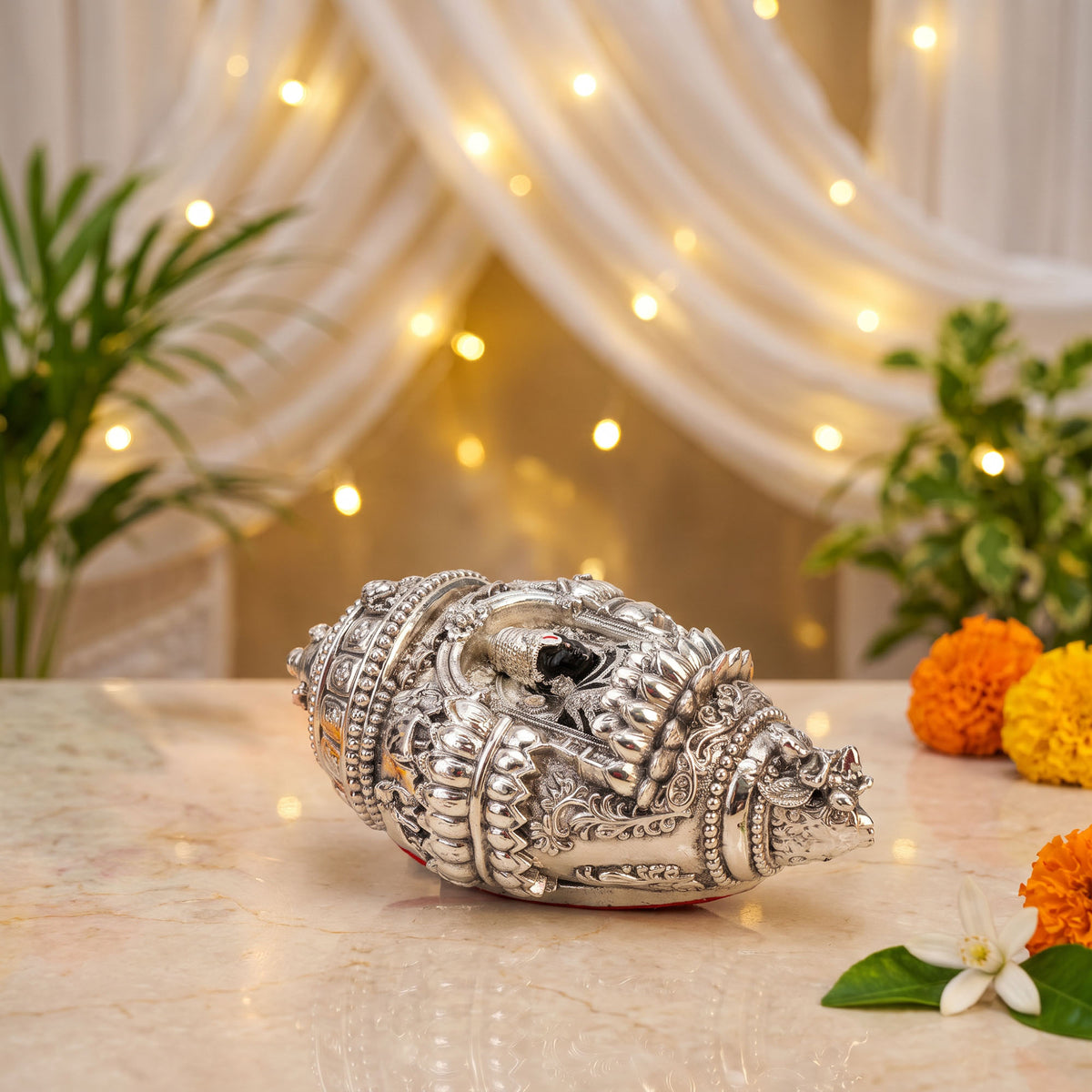 Silver Plated Balaji Shankh