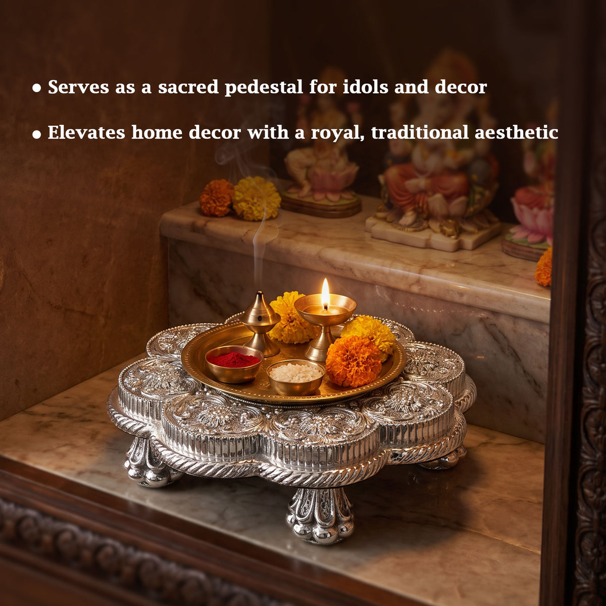 Silver Floral Chowki