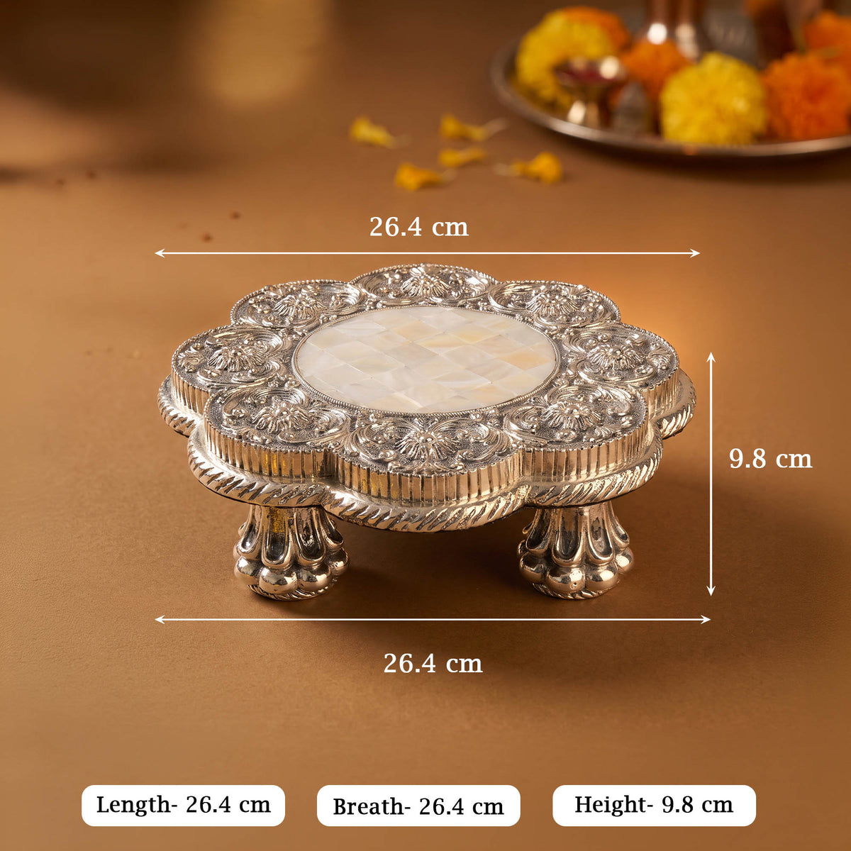 Silver Floral Chowki