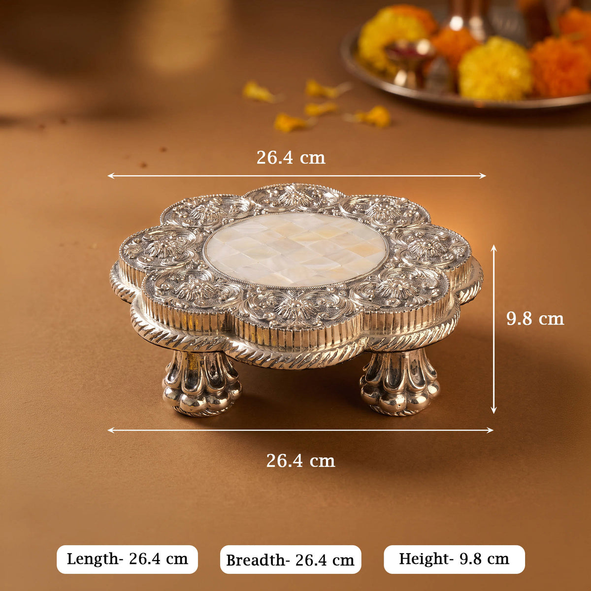 Silver Floral Chowki