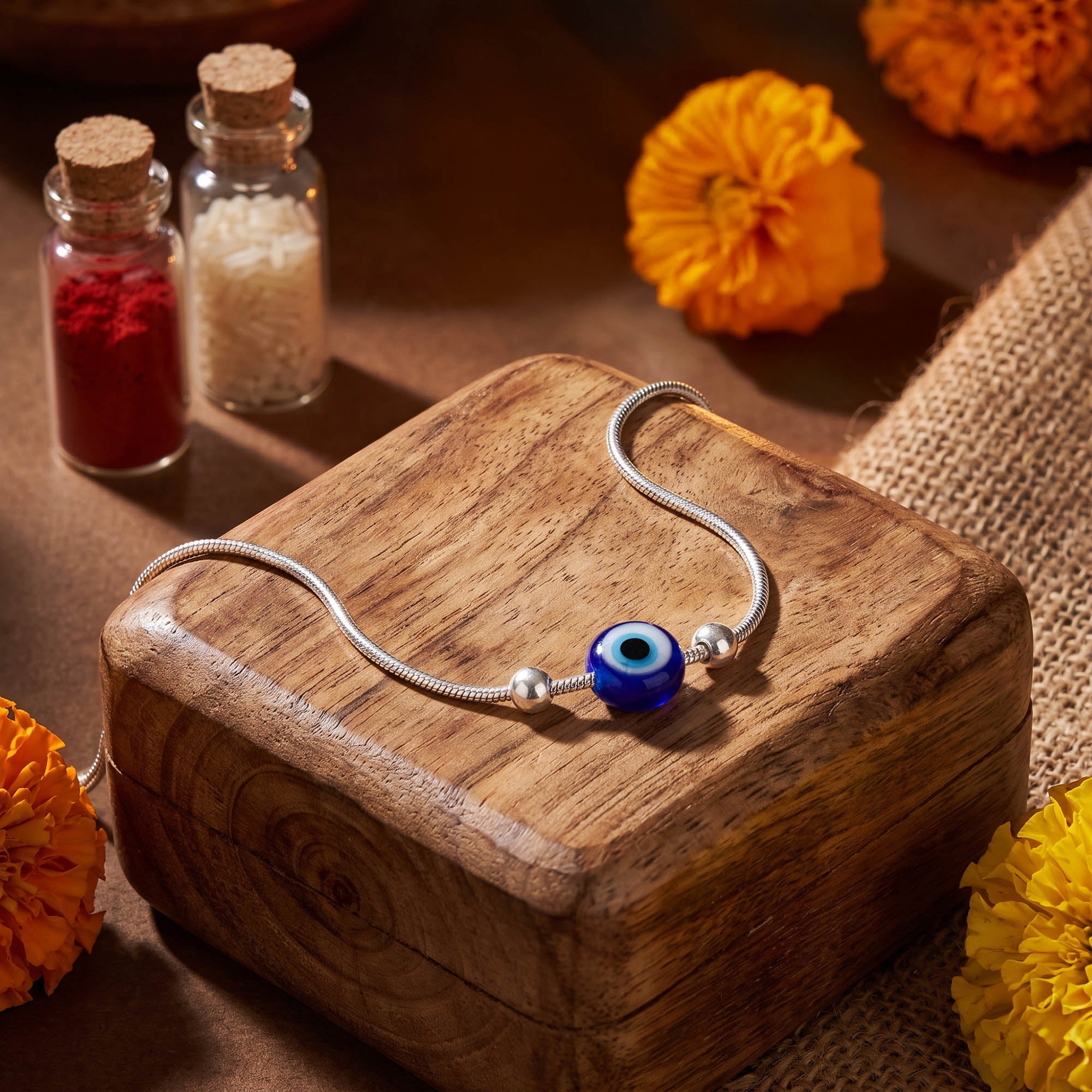 Silver Evil Eye Rakhi