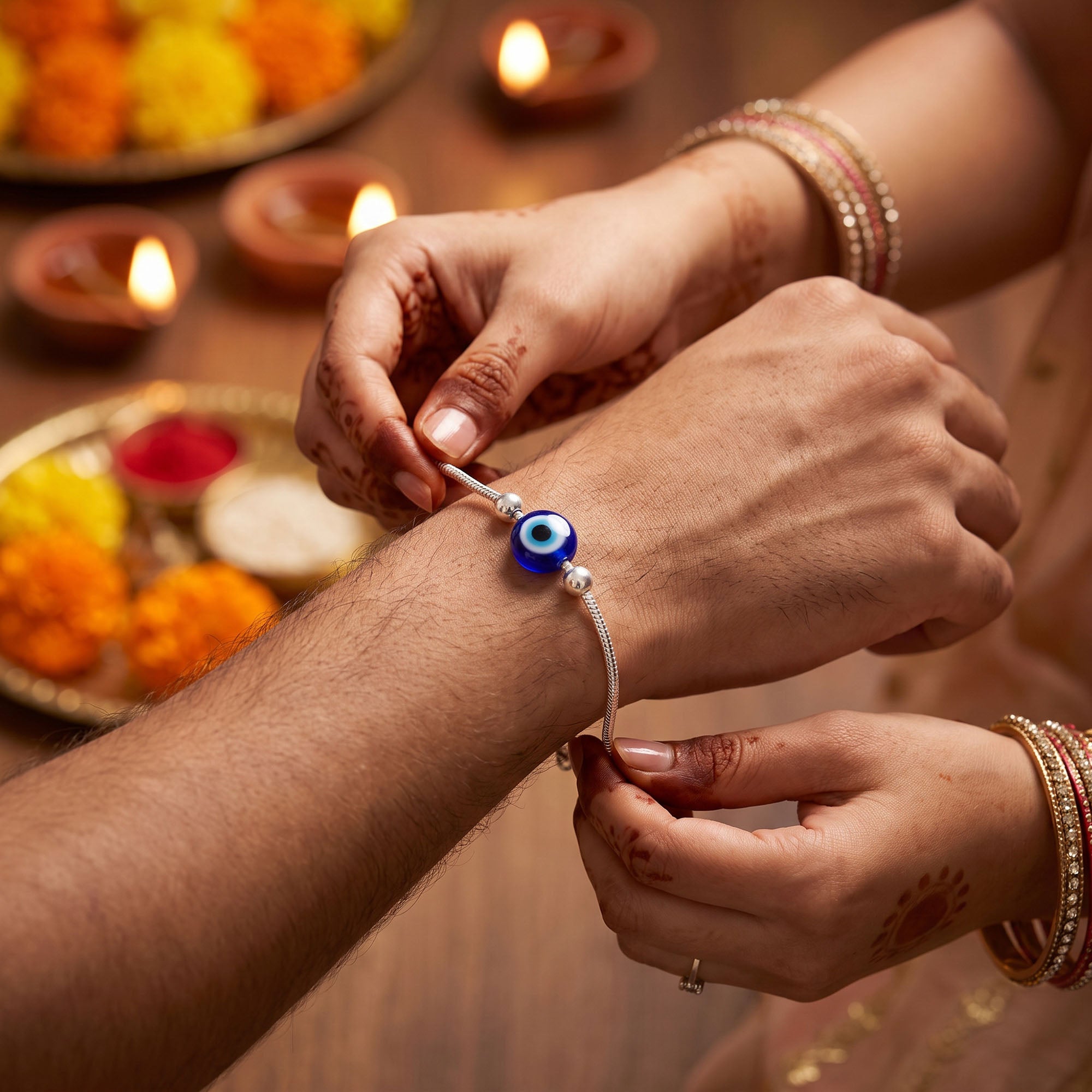 Silver Evil Eye Rakhi