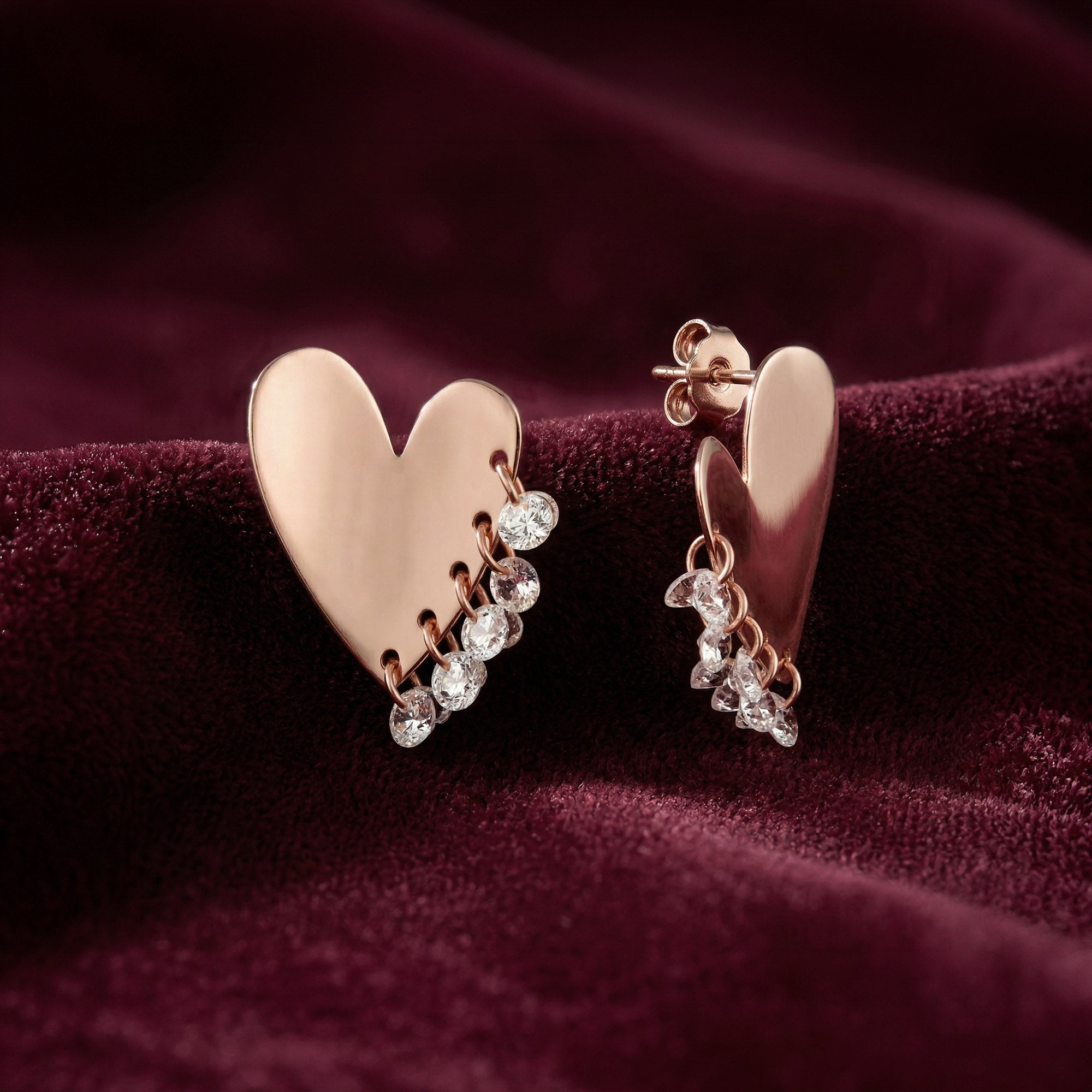 Dangling Stone Heart Studs