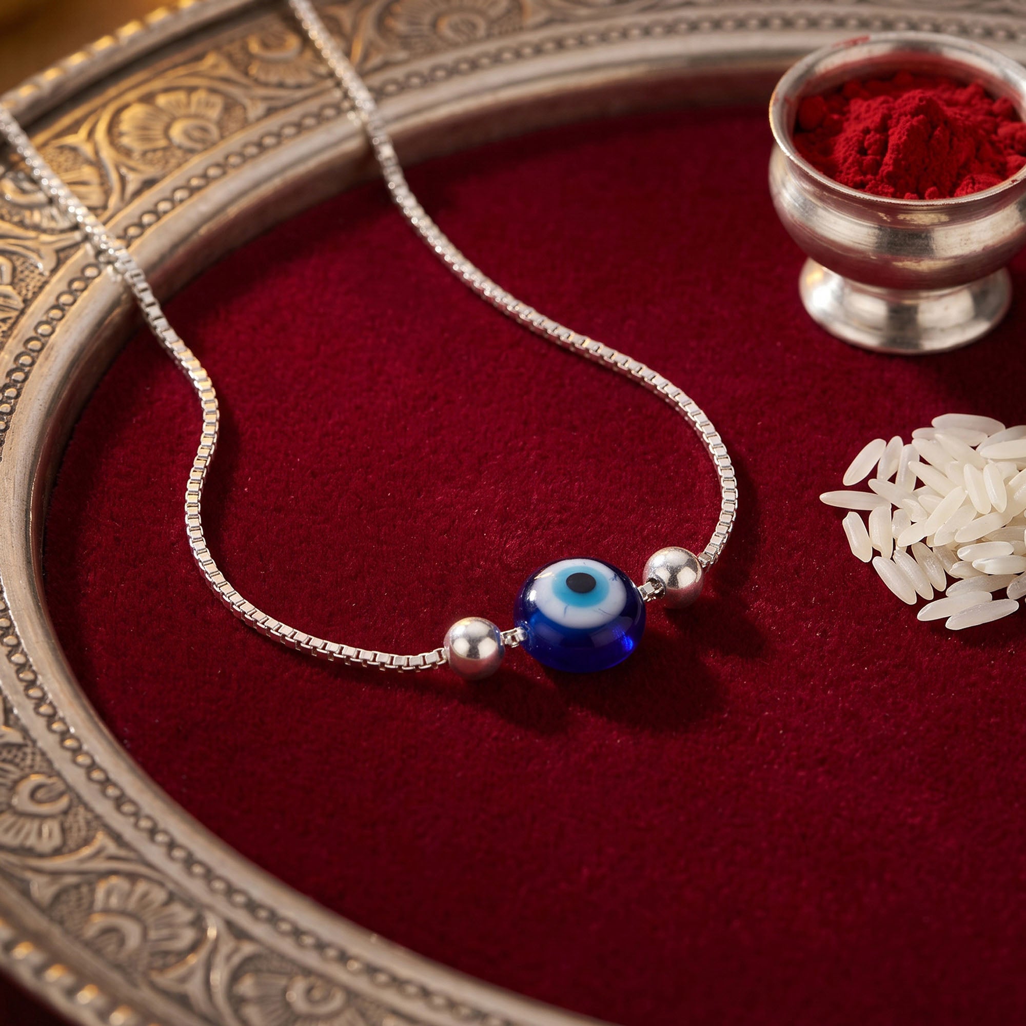Chandi Evil Eye Bead Rakhi