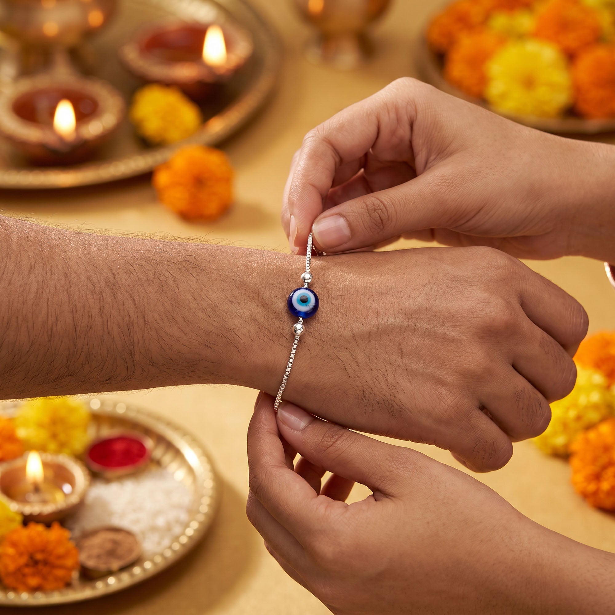 Chandi Evil Eye Bead Rakhi