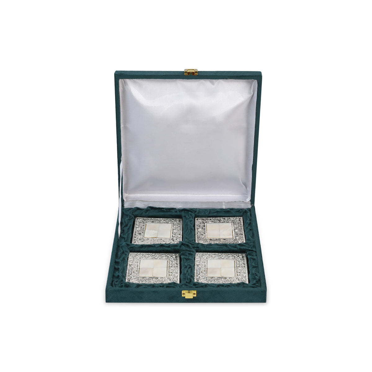 Silver Floral Coasters Set