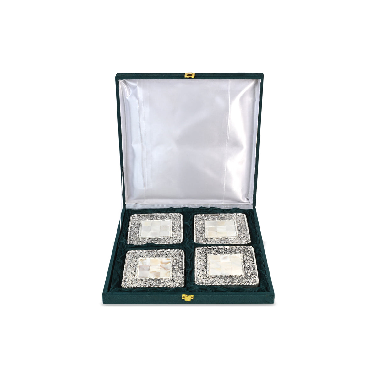 Silver Floral Coasters Set