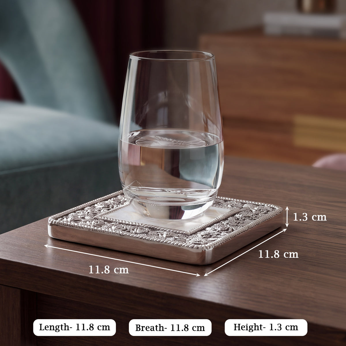 Silver Floral Coasters Set