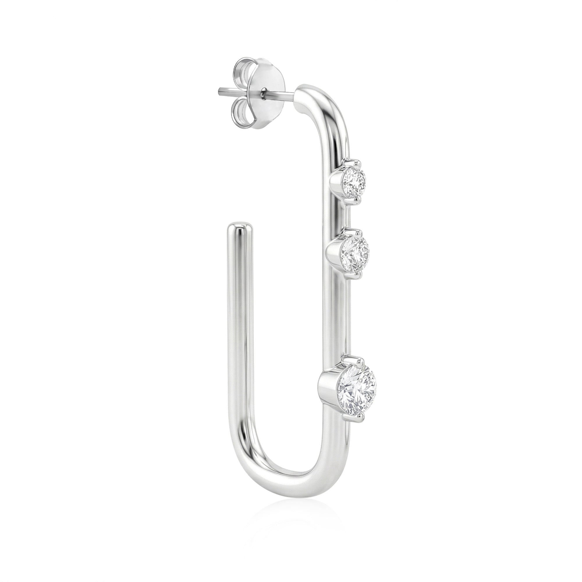 Triple Stone Paperclip Hoops