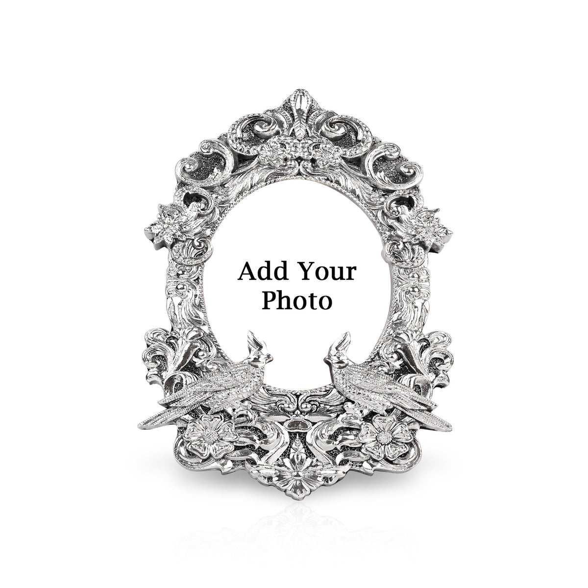 Silver Oval Bird Photo Frame