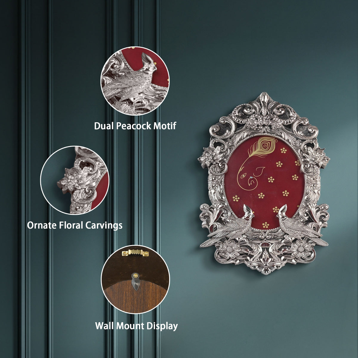 Silver Oval Bird Photo Frame