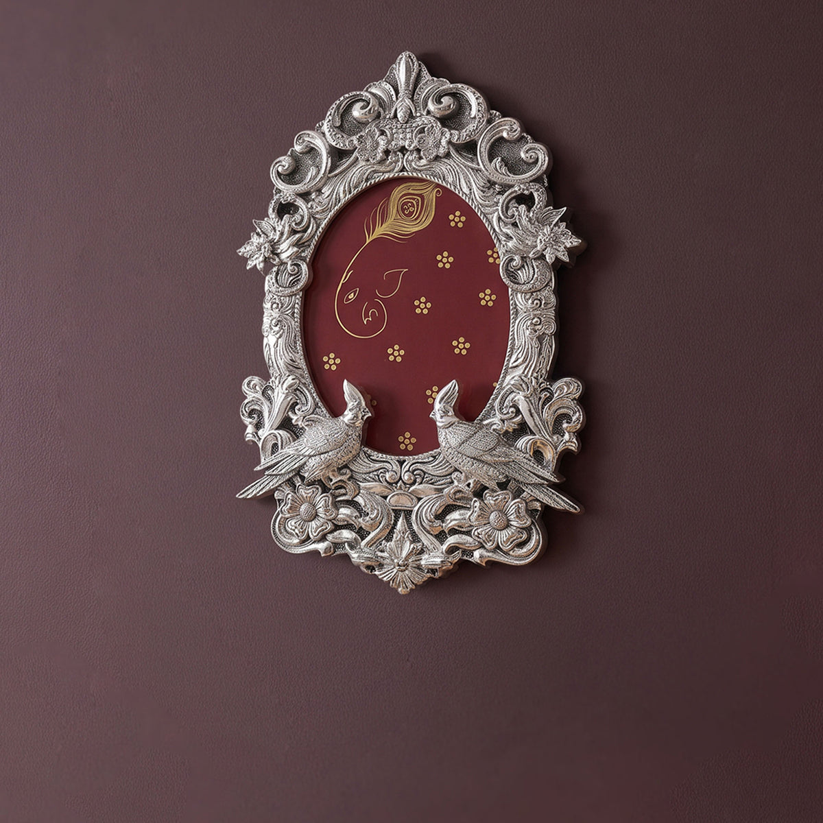 Silver Oval Bird Photo Frame