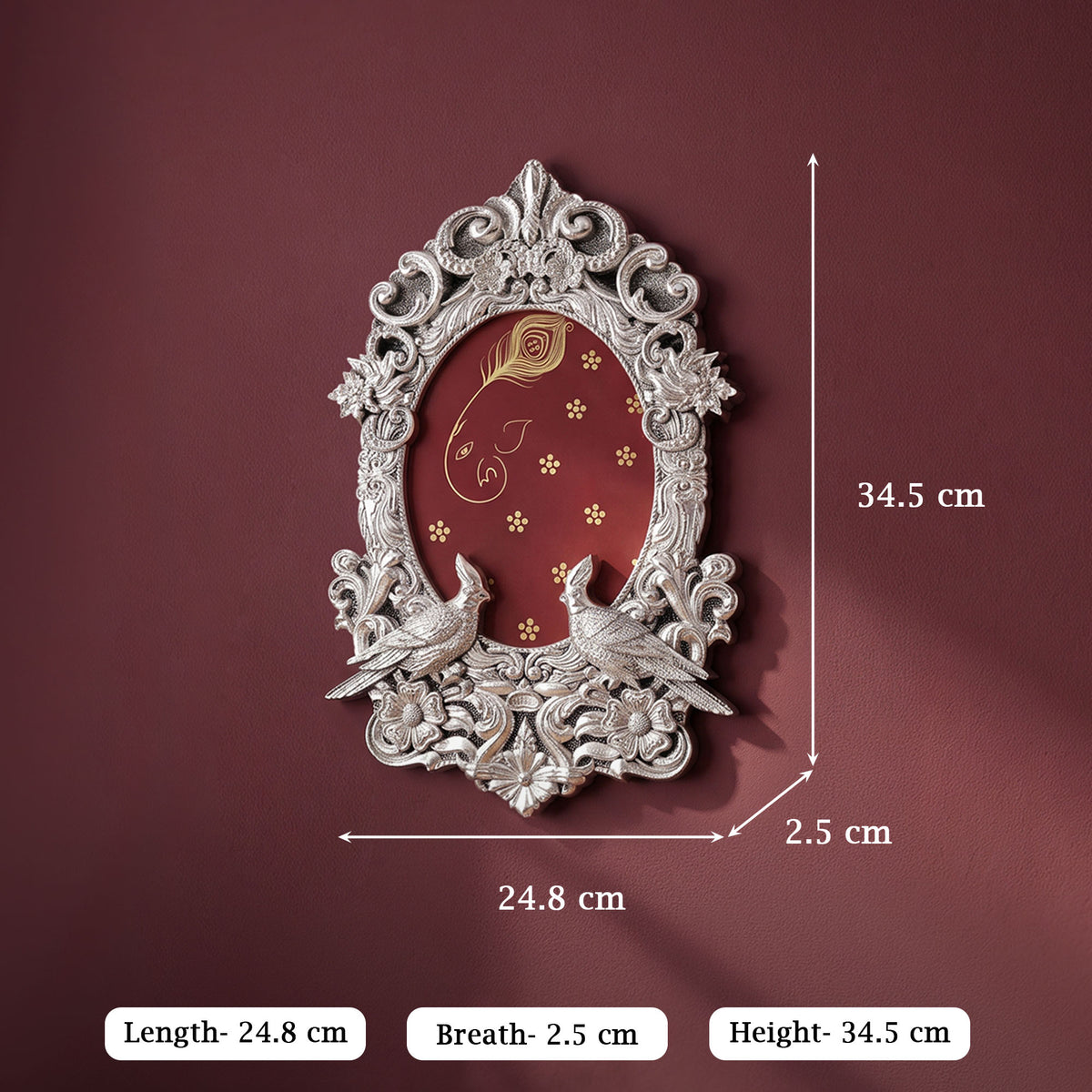 Silver Oval Bird Photo Frame