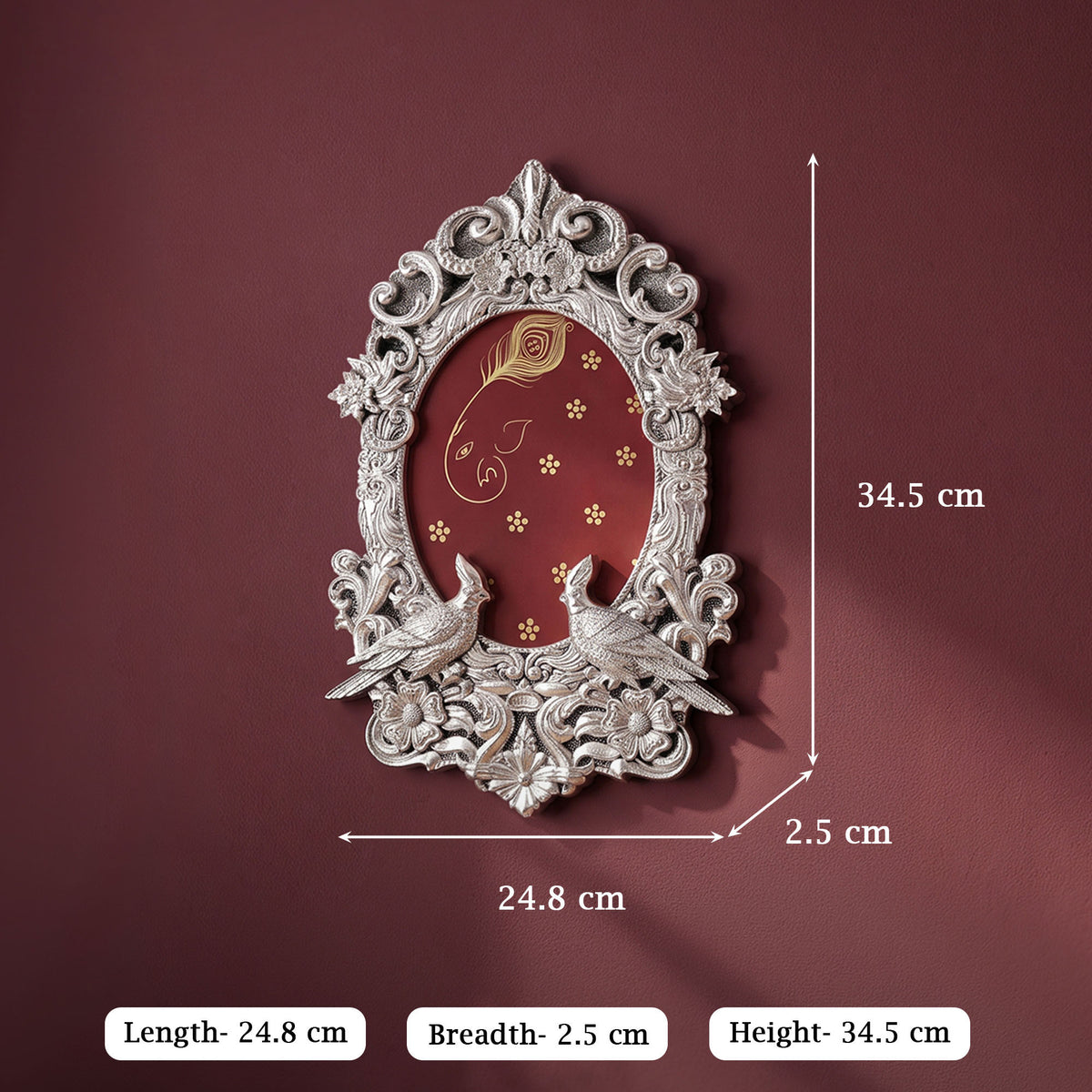 Silver Oval Bird Photo Frame