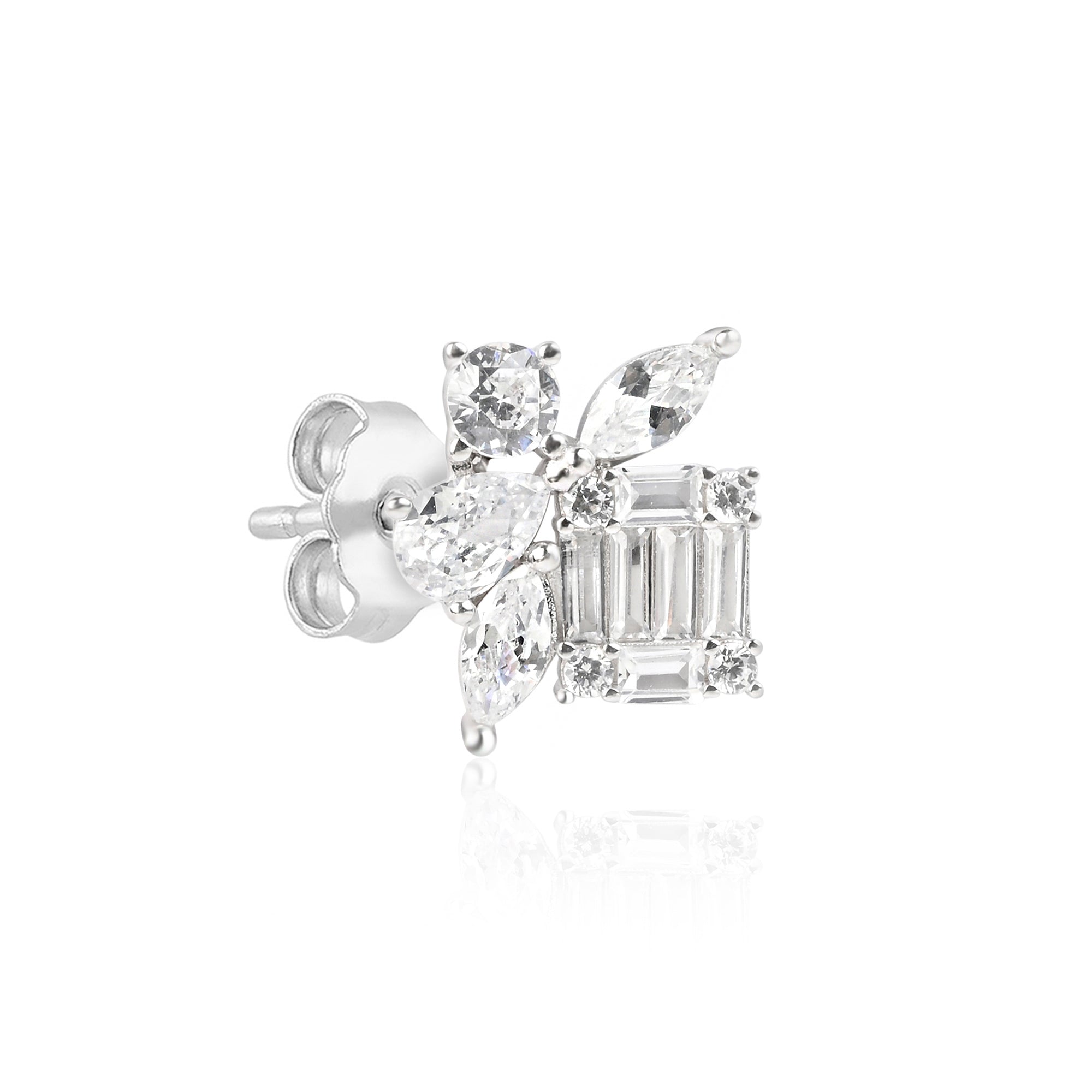 Emerald-Cut Floral Studs