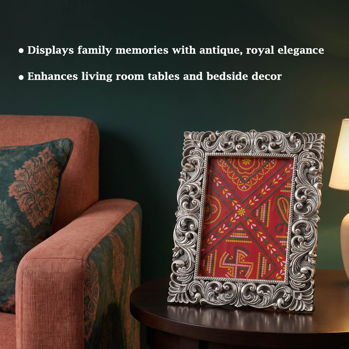 Silver Floral Rectangle Frame