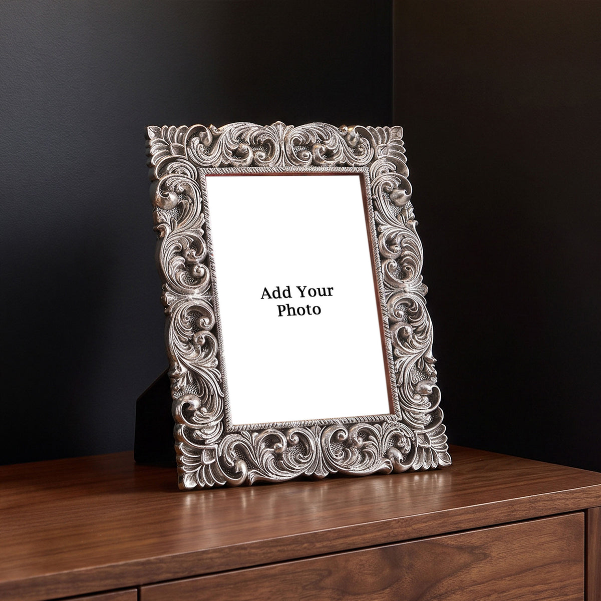 Silver Floral Rectangle Frame