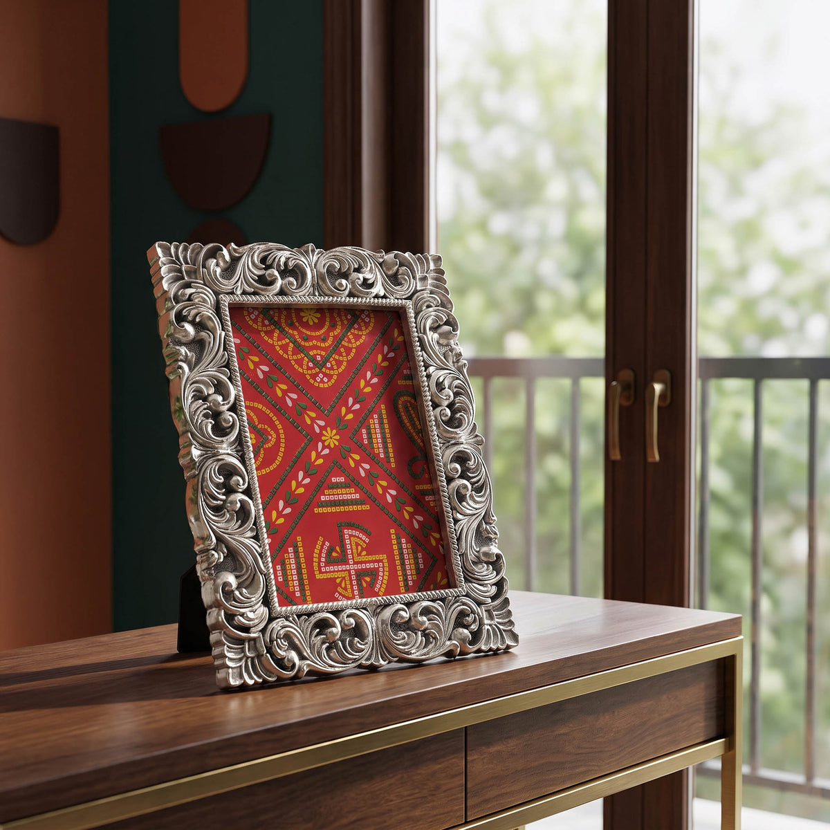 Silver Floral Rectangle Frame