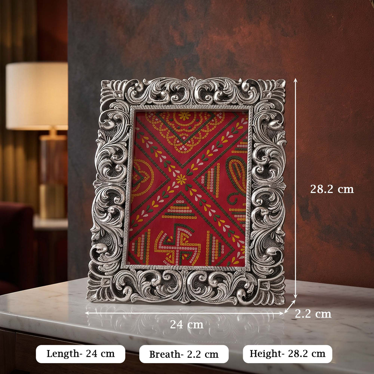 Silver Floral Rectangle Frame