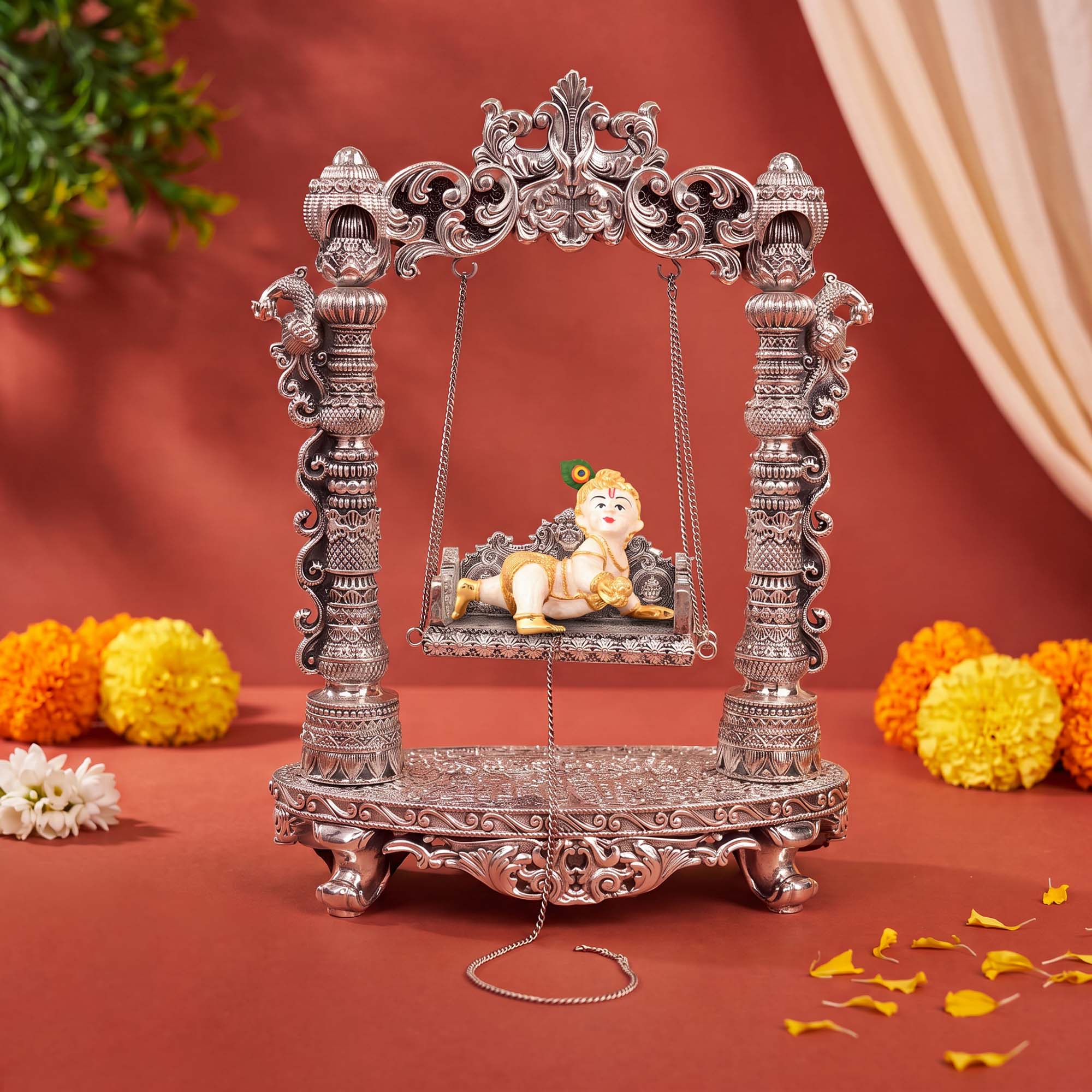 999 Silver Plated Krishna Jhoola