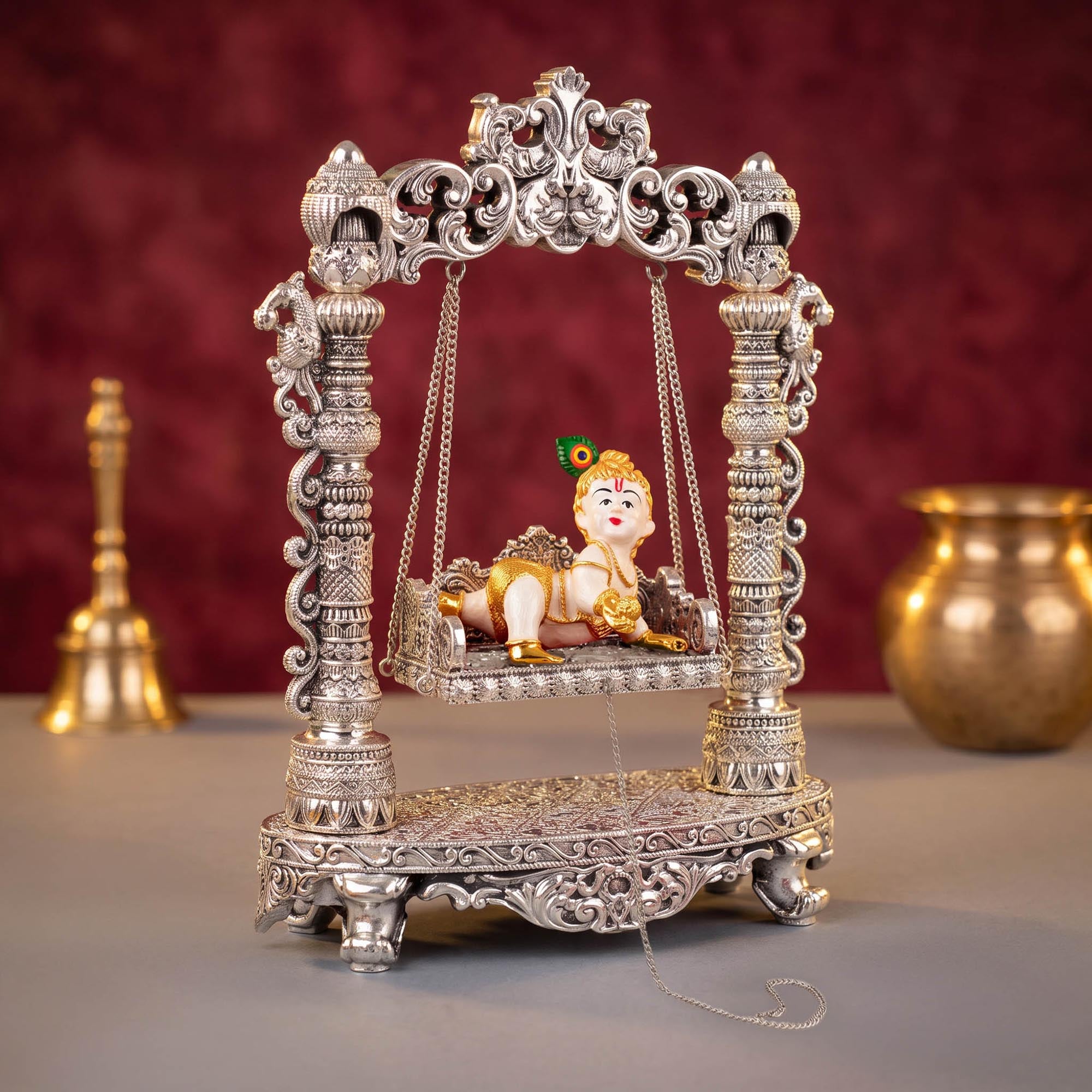 999 Silver Plated Krishna Jhoola