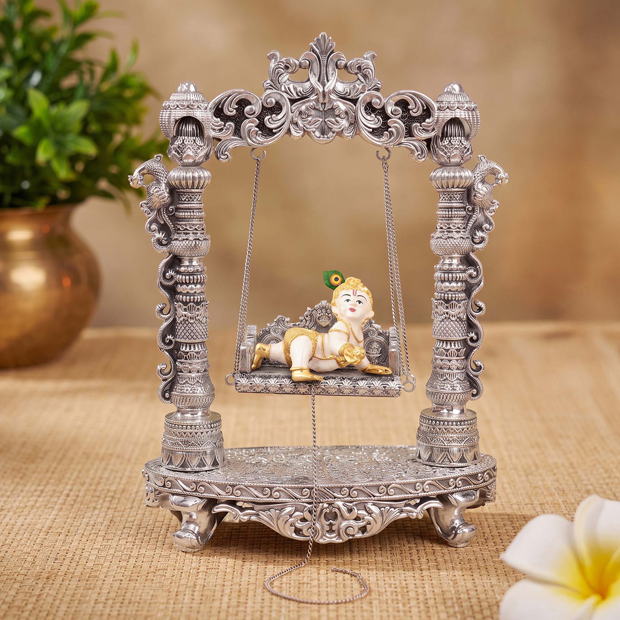 999 Silver Plated Krishna Jhoola