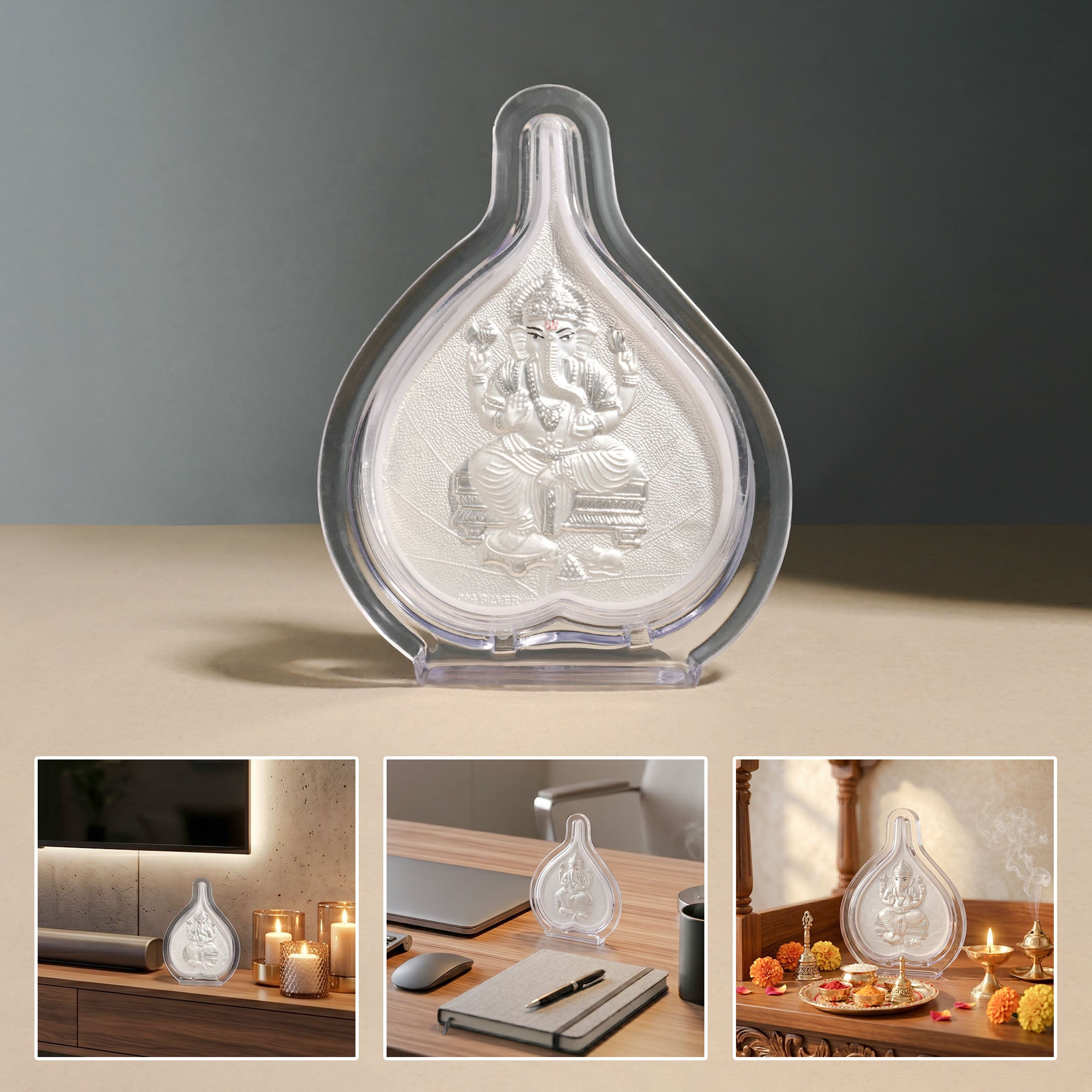 999 Silver Ganesh Ji Frame