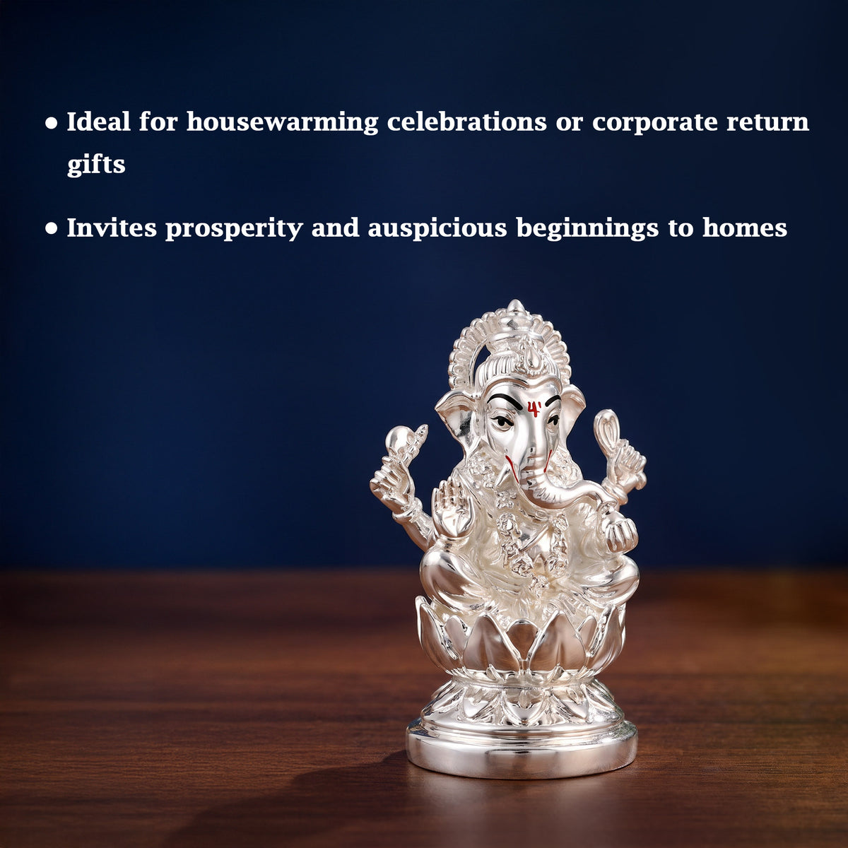 999 Silver Plated Ganesha Lotus Idol