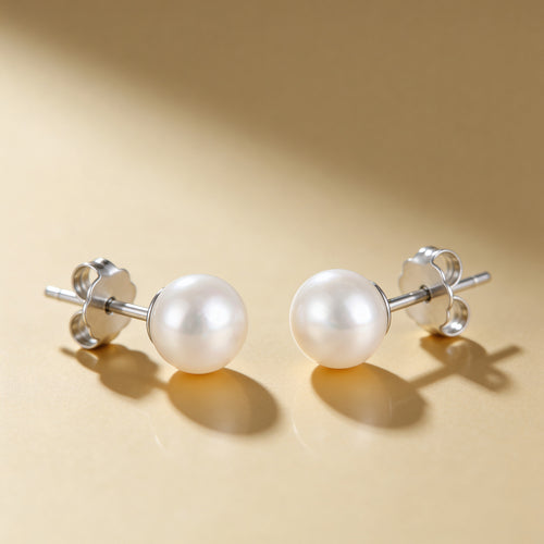 Large Classic Freshwater Pearl Silver Studs